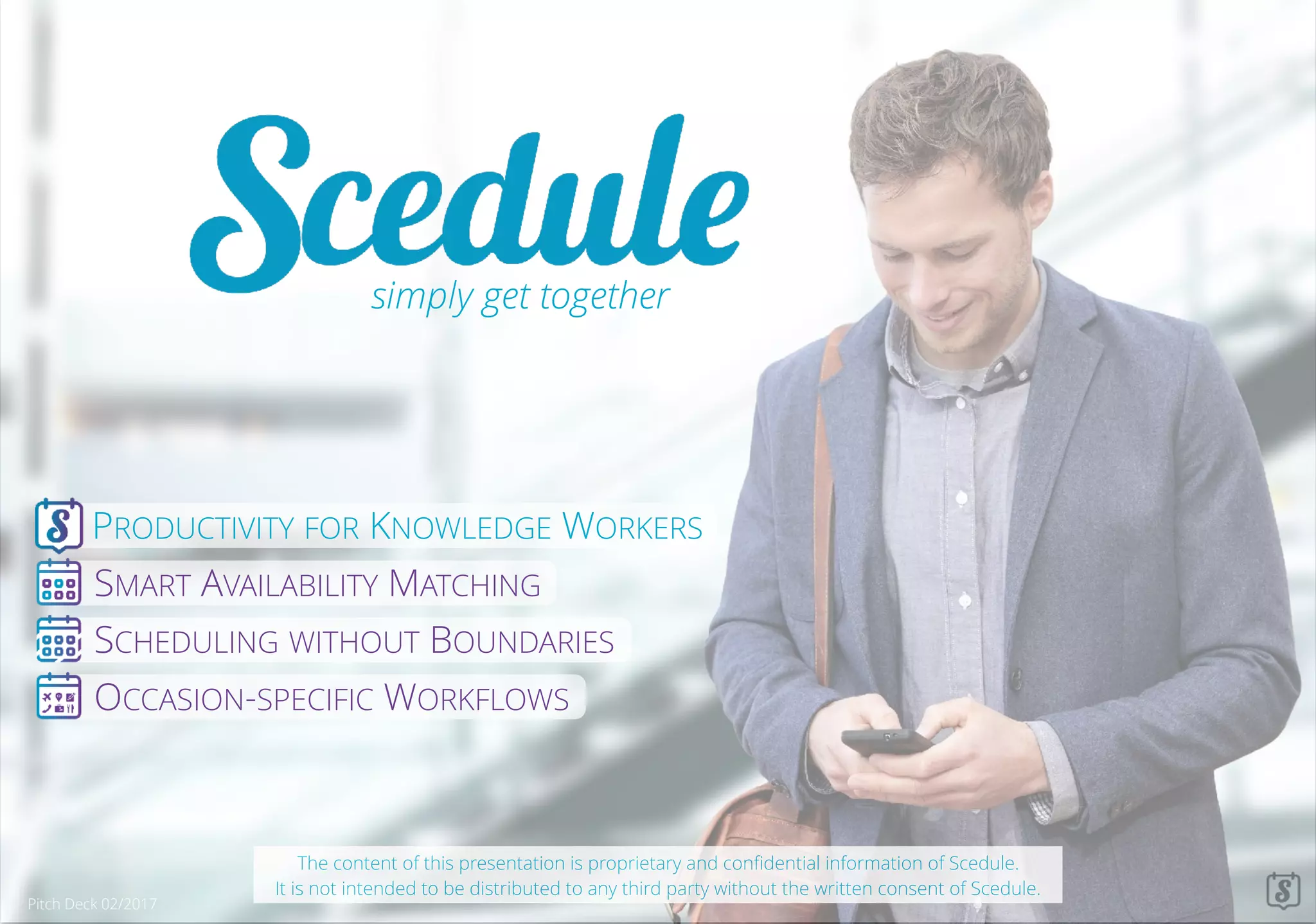Cover slide of the Scedule Pitch Deck Teardown pitch deck