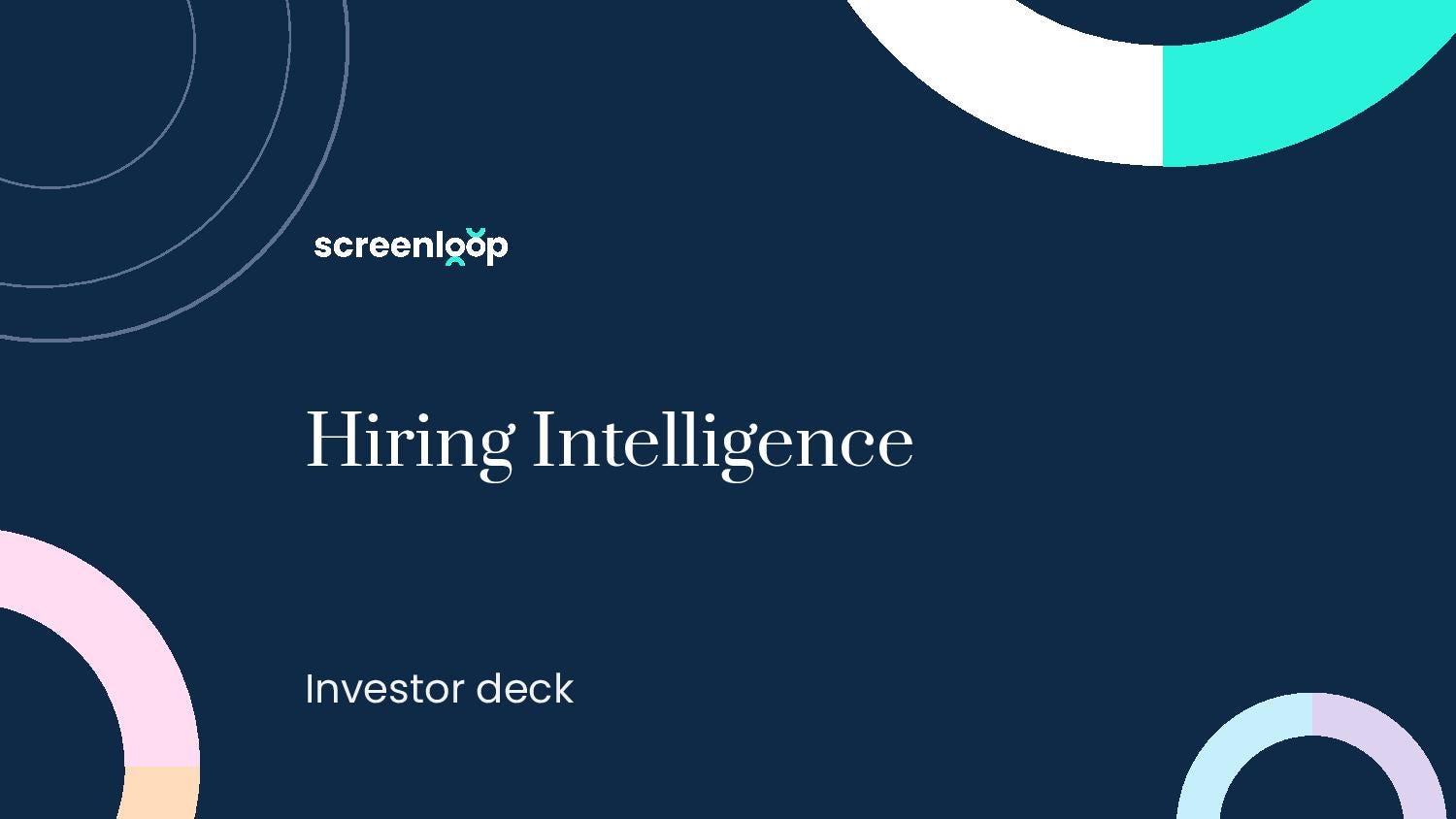 Cover slide of the Screenloop pitch deck — Seed 2023