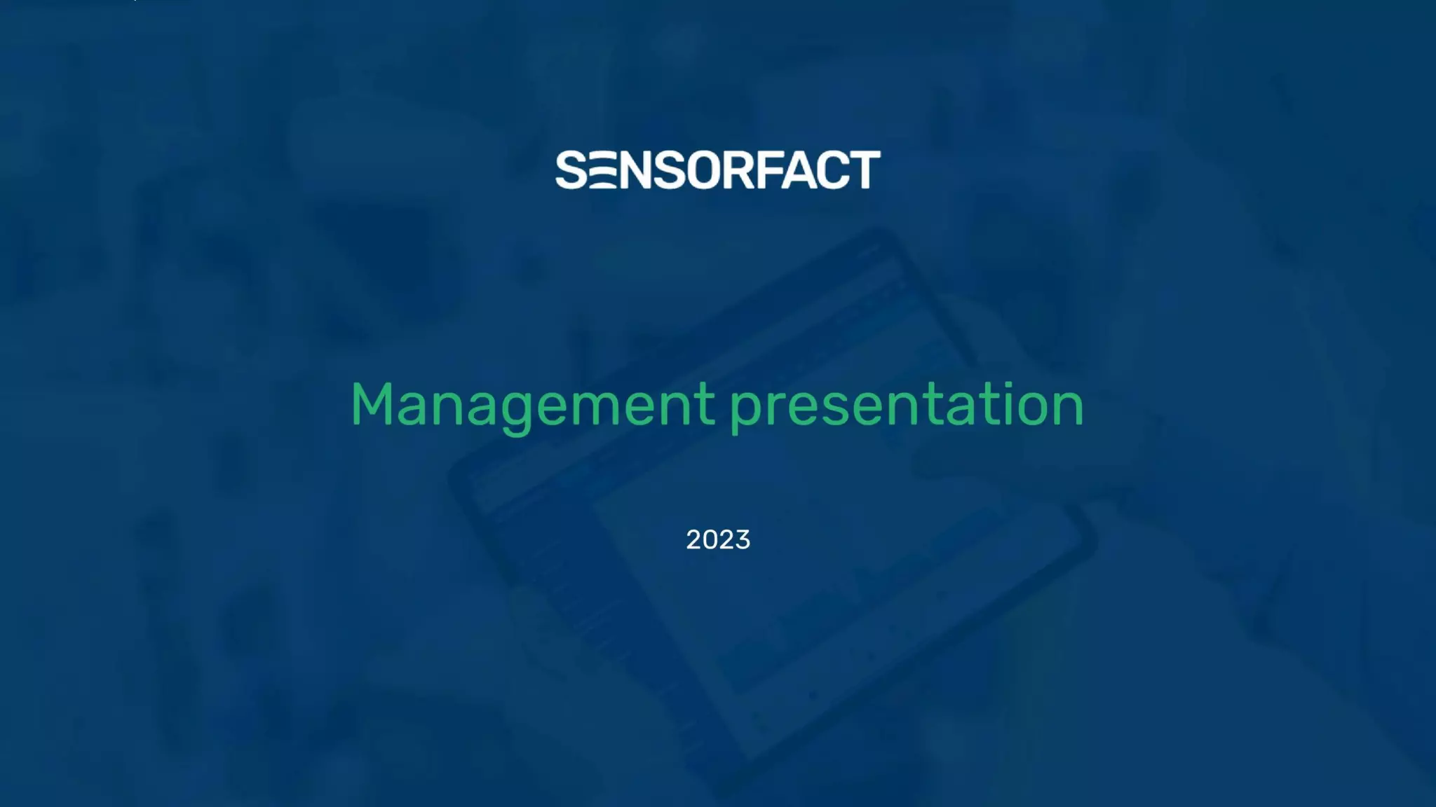 Cover slide of the SensorFact pitch deck — Series B 2023