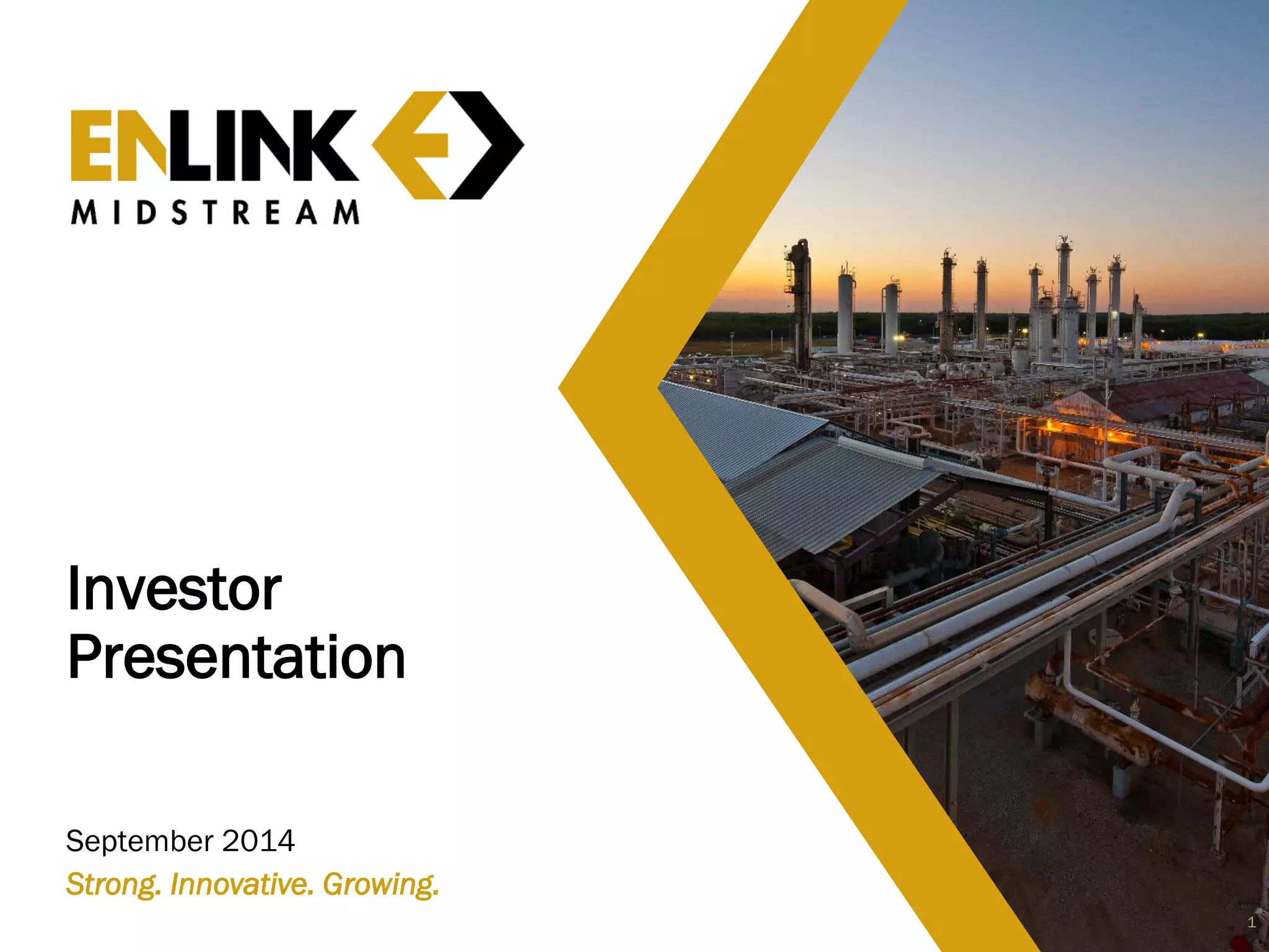 Cover slide of the EnLink Midstream pitch deck — Public / Late Stage 2014