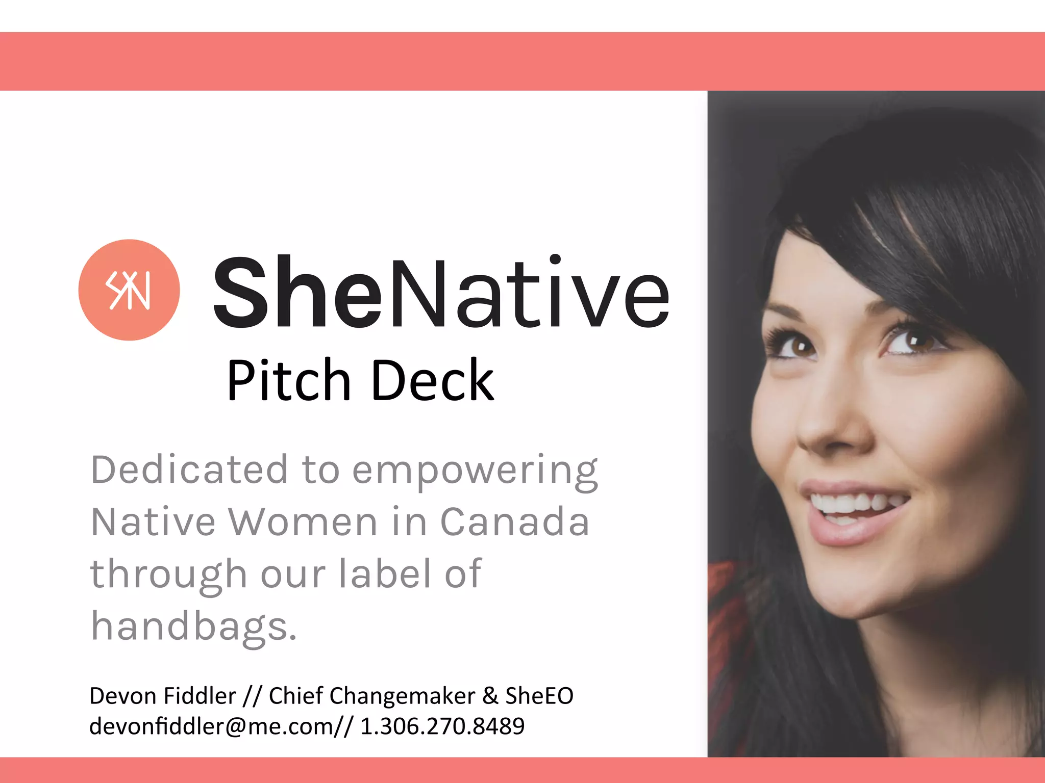 Cover slide of the SheNative pitch deck — Pre-launch / Seed 2014