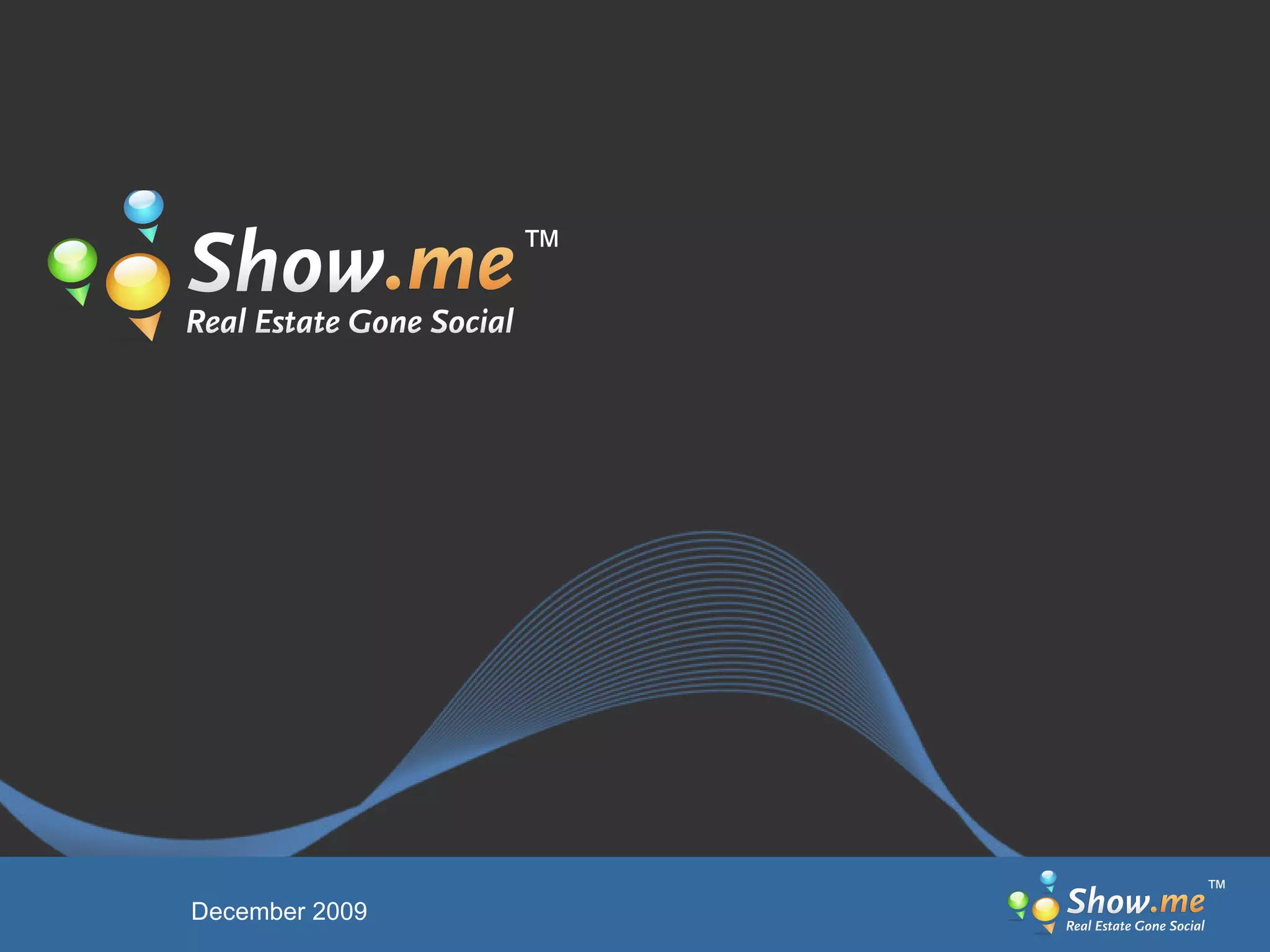 Cover slide of the Show.Me (Ask me Corporation) pitch deck — 2009