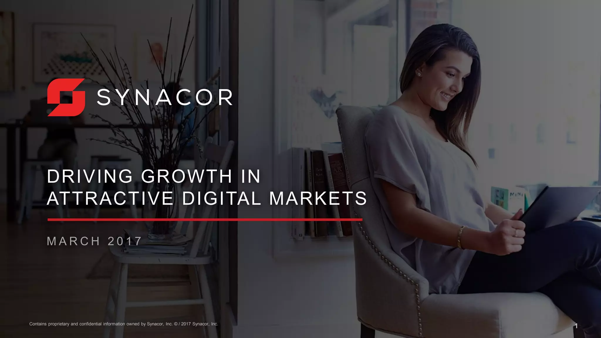 Cover slide of the Synacor pitch deck — 2017
