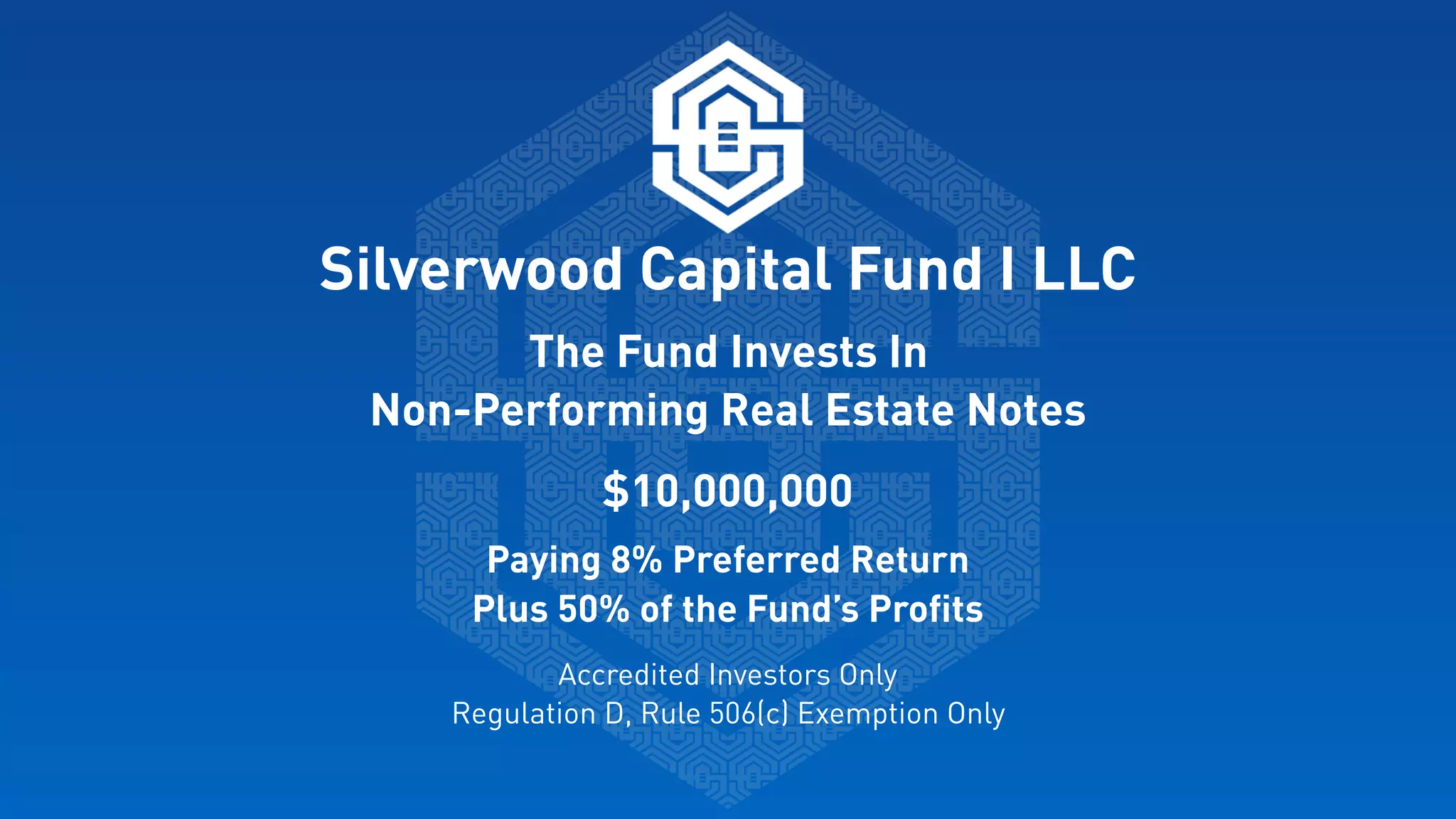 Cover slide of the Silverwood Capital Fund I Pitch Deck Teardown pitch deck