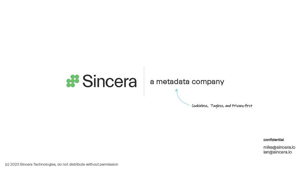 Cover slide of the Sincera pitch deck — Seed 2024