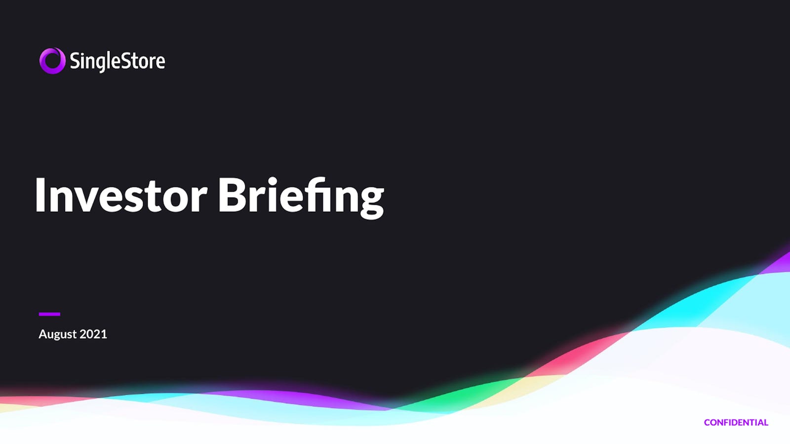 Cover slide of the SingleStore pitch deck — Series F