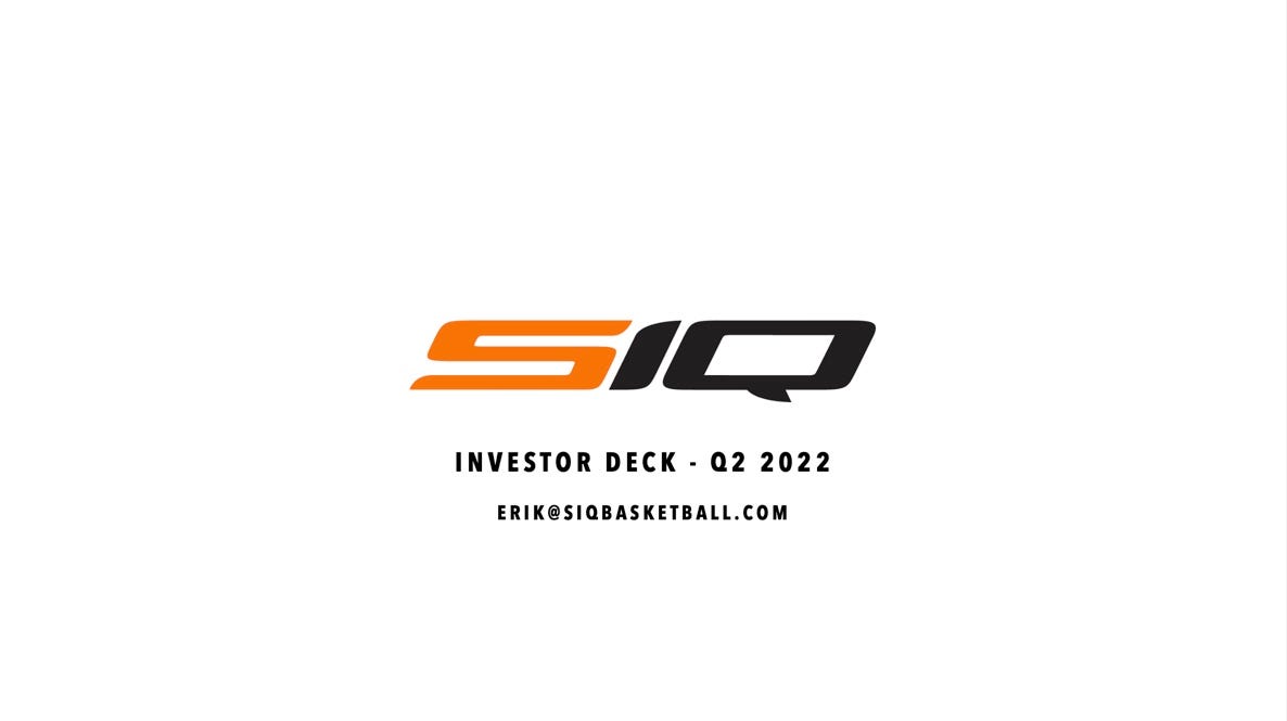 Cover slide of the SIQ Basketball pitch deck — Seed 2024