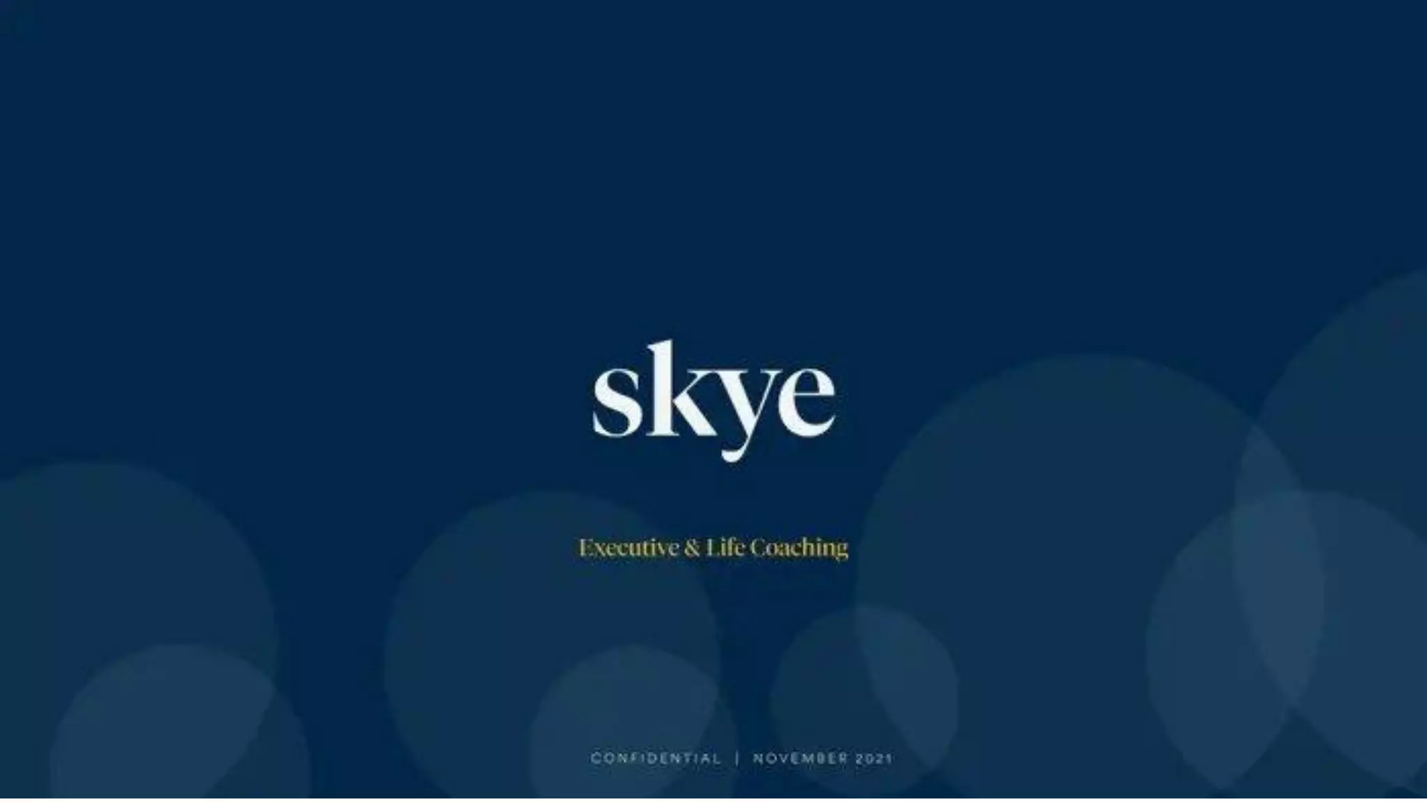 Cover slide of the Skye pitch deck — 2021