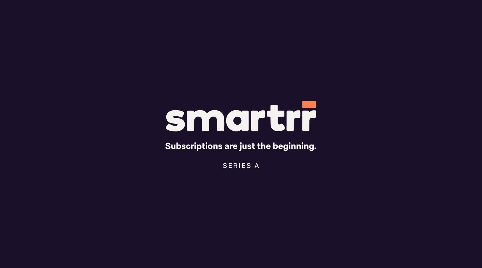 Cover slide of the Smartrr pitch deck — Series A 2024