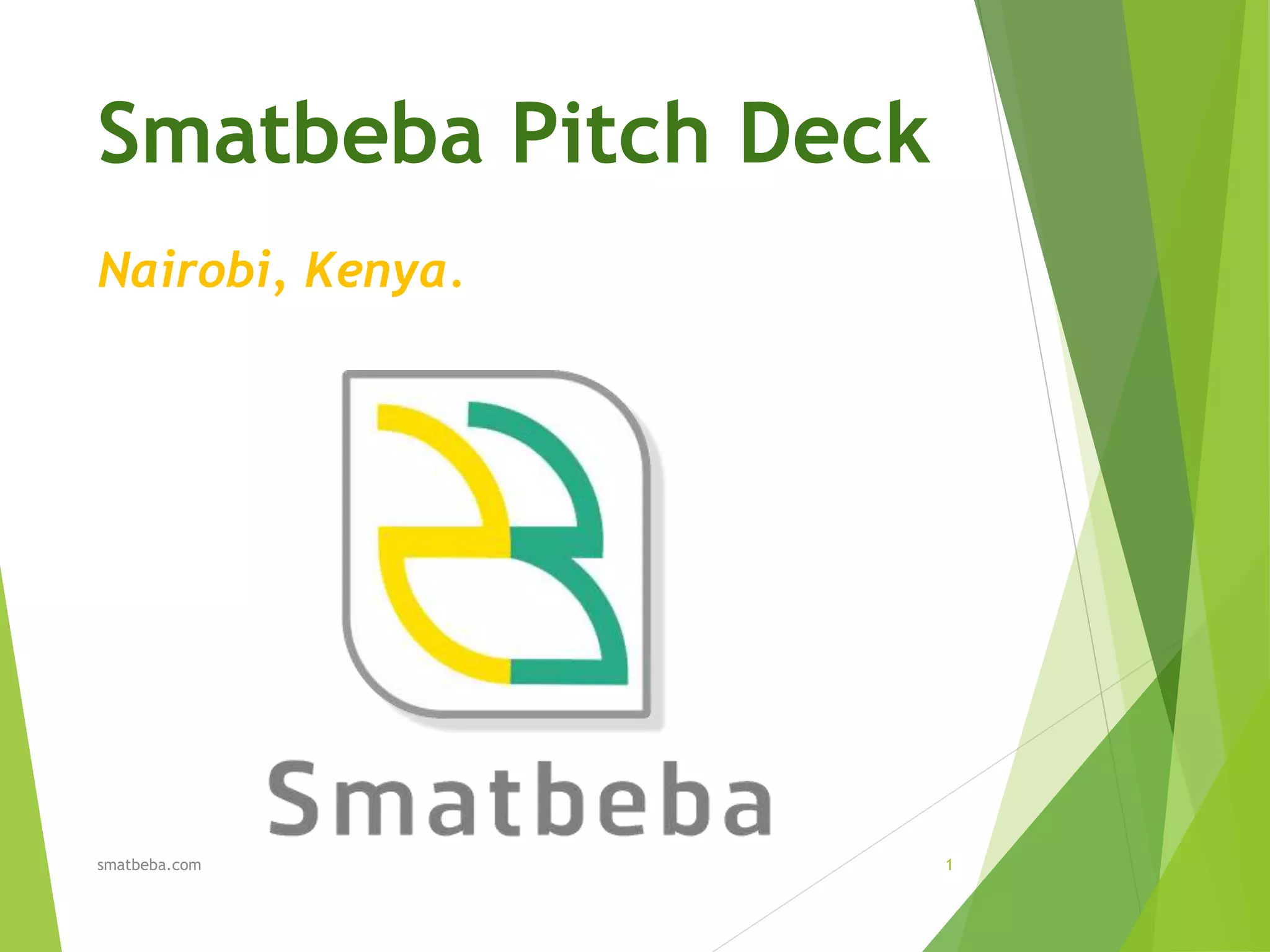 Cover slide of the Smatbeba pitch deck — Early Stage / Startup 2018