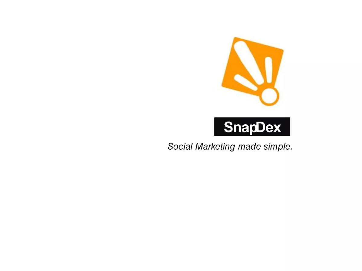 Cover slide of the SnapDex pitch deck — Seed / Prototype 2010