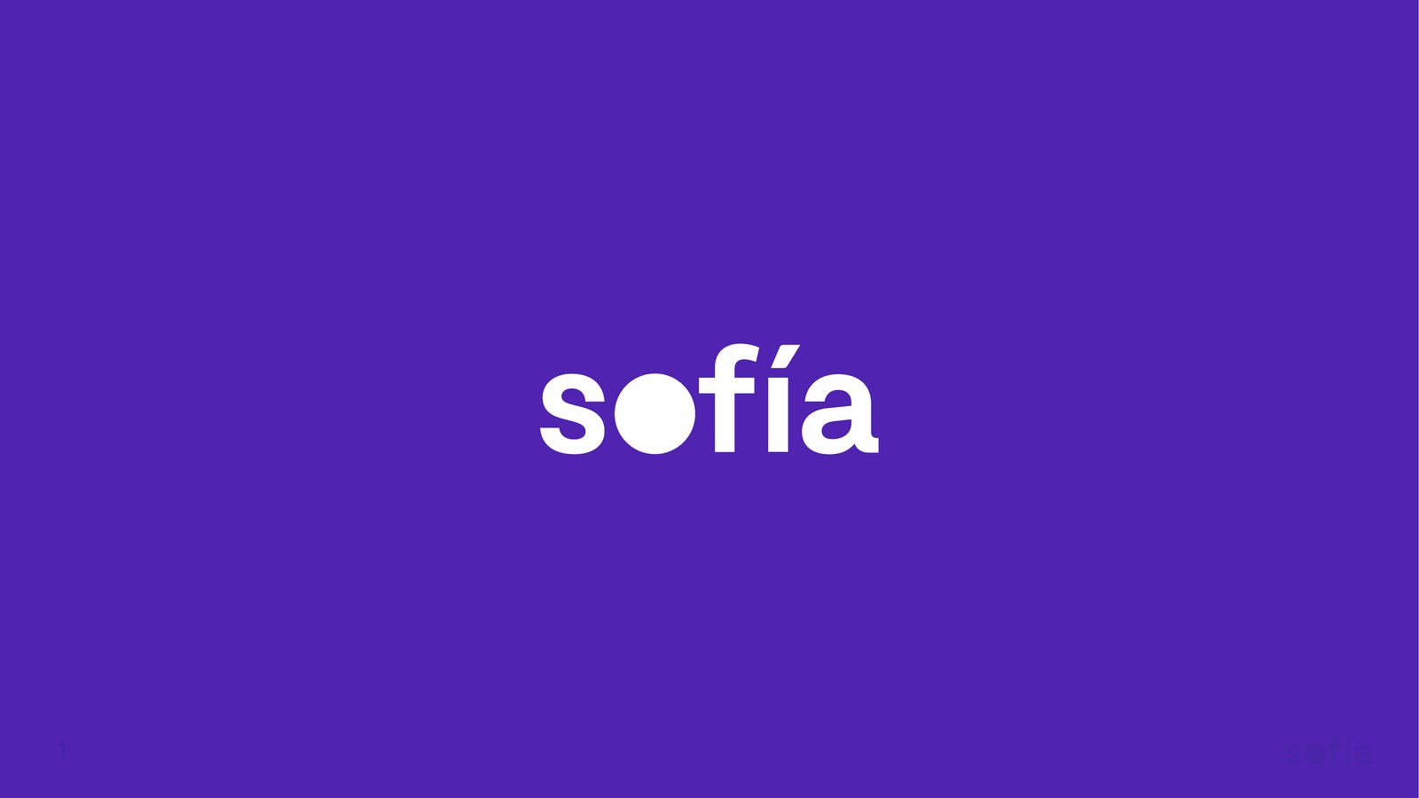 Cover slide of the Sofía pitch deck — Series A 2020