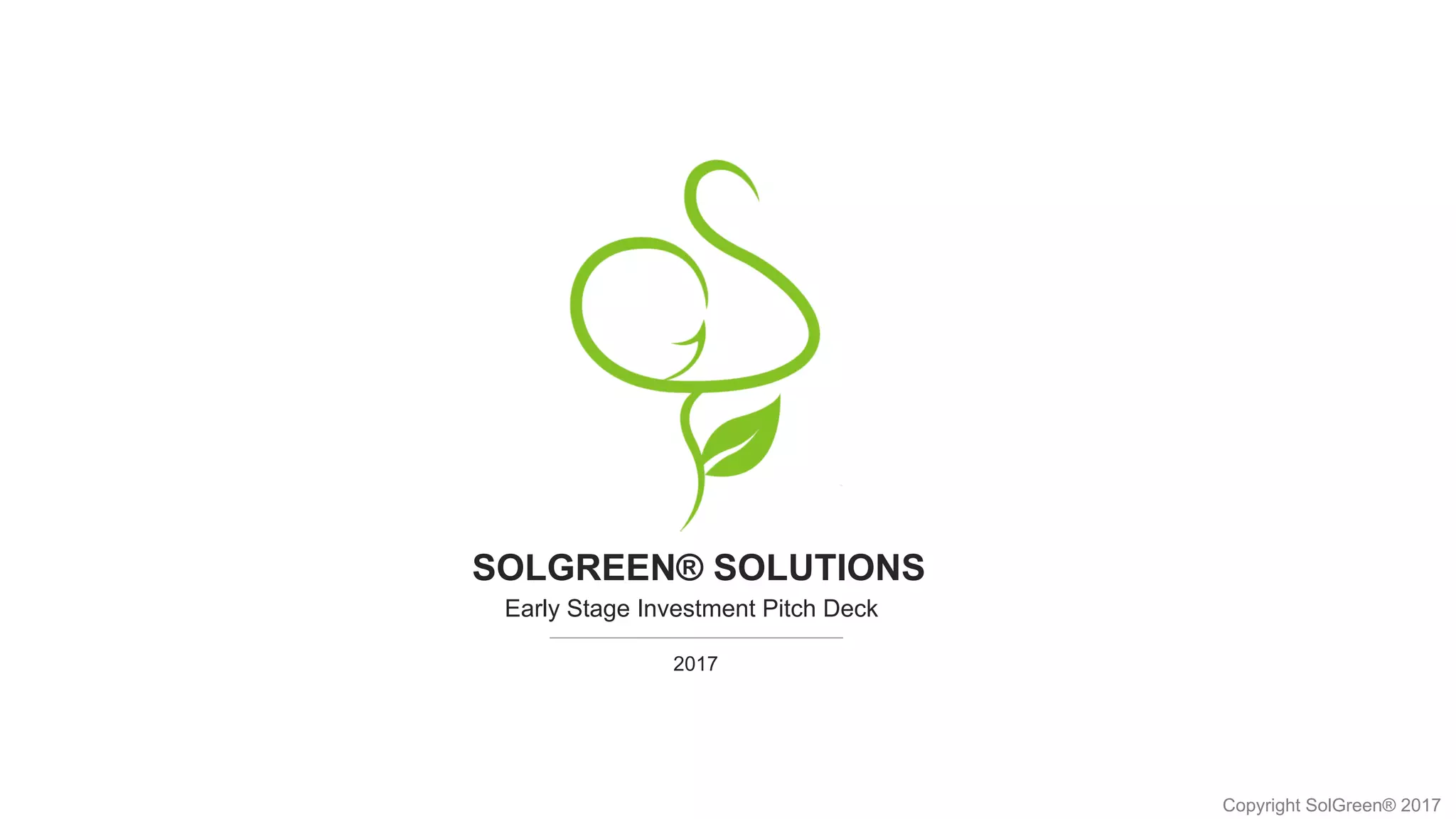 Cover slide of the Solgreen Pitch Deck Teardown pitch deck