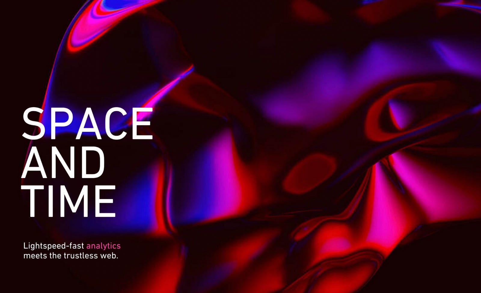 Cover slide of the Space and Time pitch deck — Venture 2023