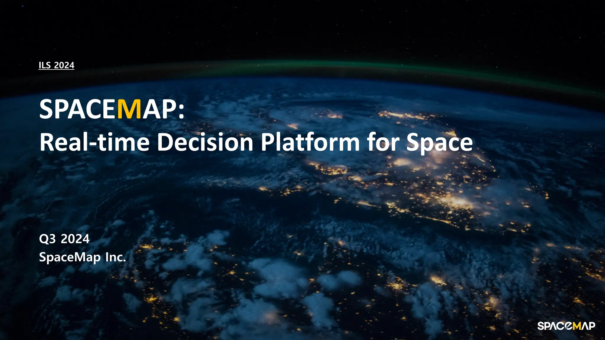 Cover slide of the SpaceMap Inc. pitch deck — Seed 2024
