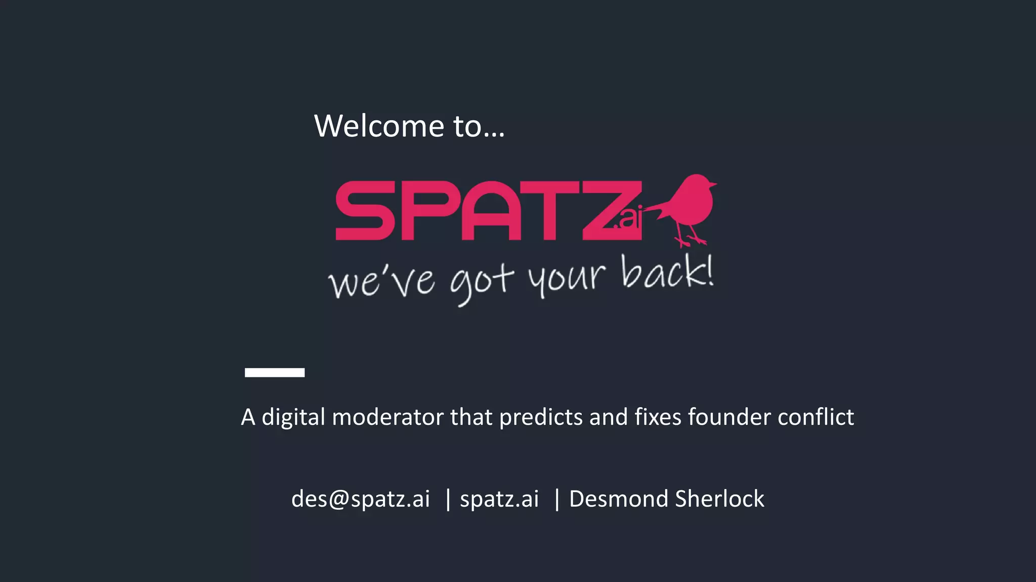 Cover slide of the SpatzAI pitch deck — Pre-Seed / Concept 2022