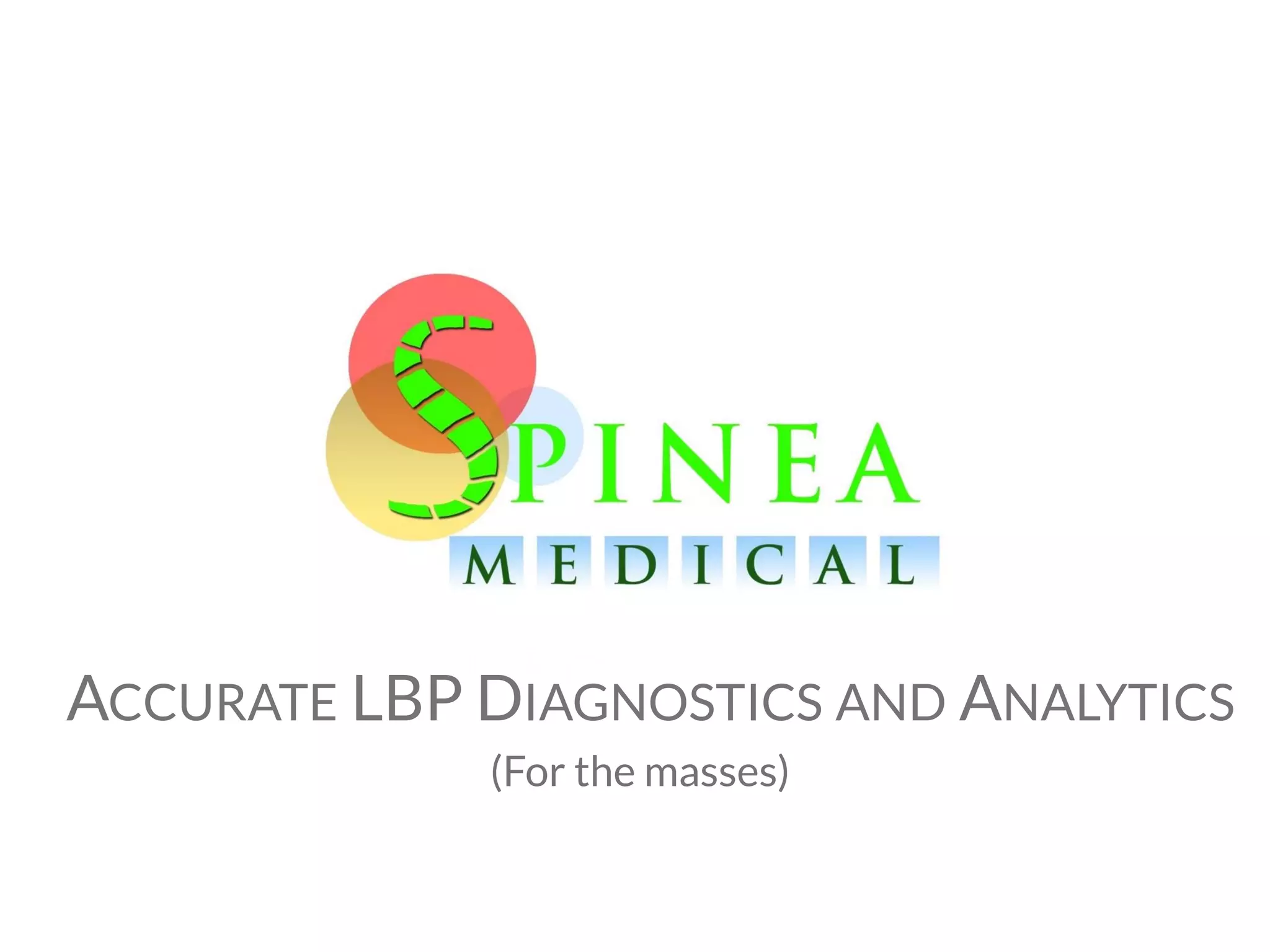 Cover slide of the Spinea-Medical Ltd. pitch deck — Early Stage / Seed 2014