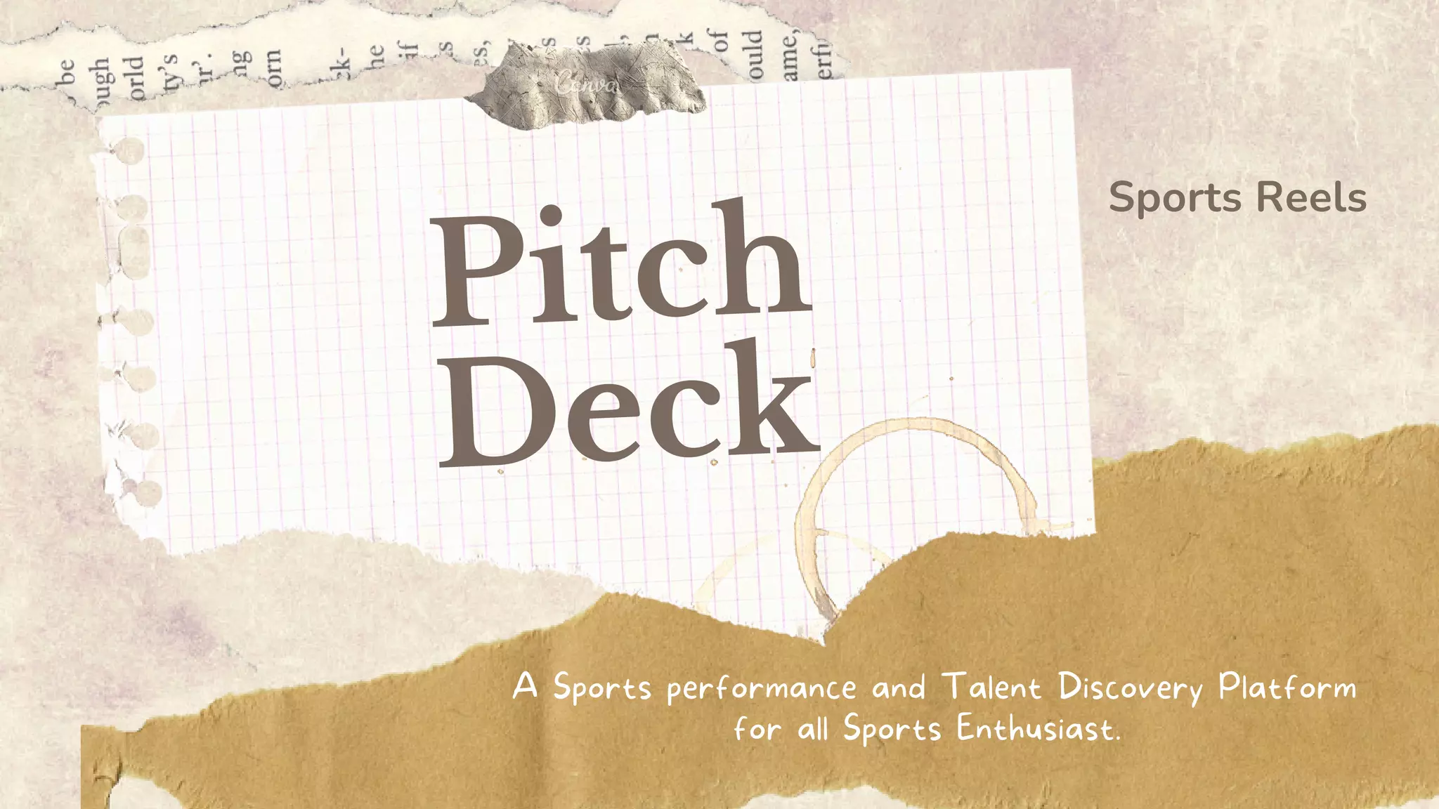 Cover slide of the Sports Reels pitch deck — Seed / Beta 2023