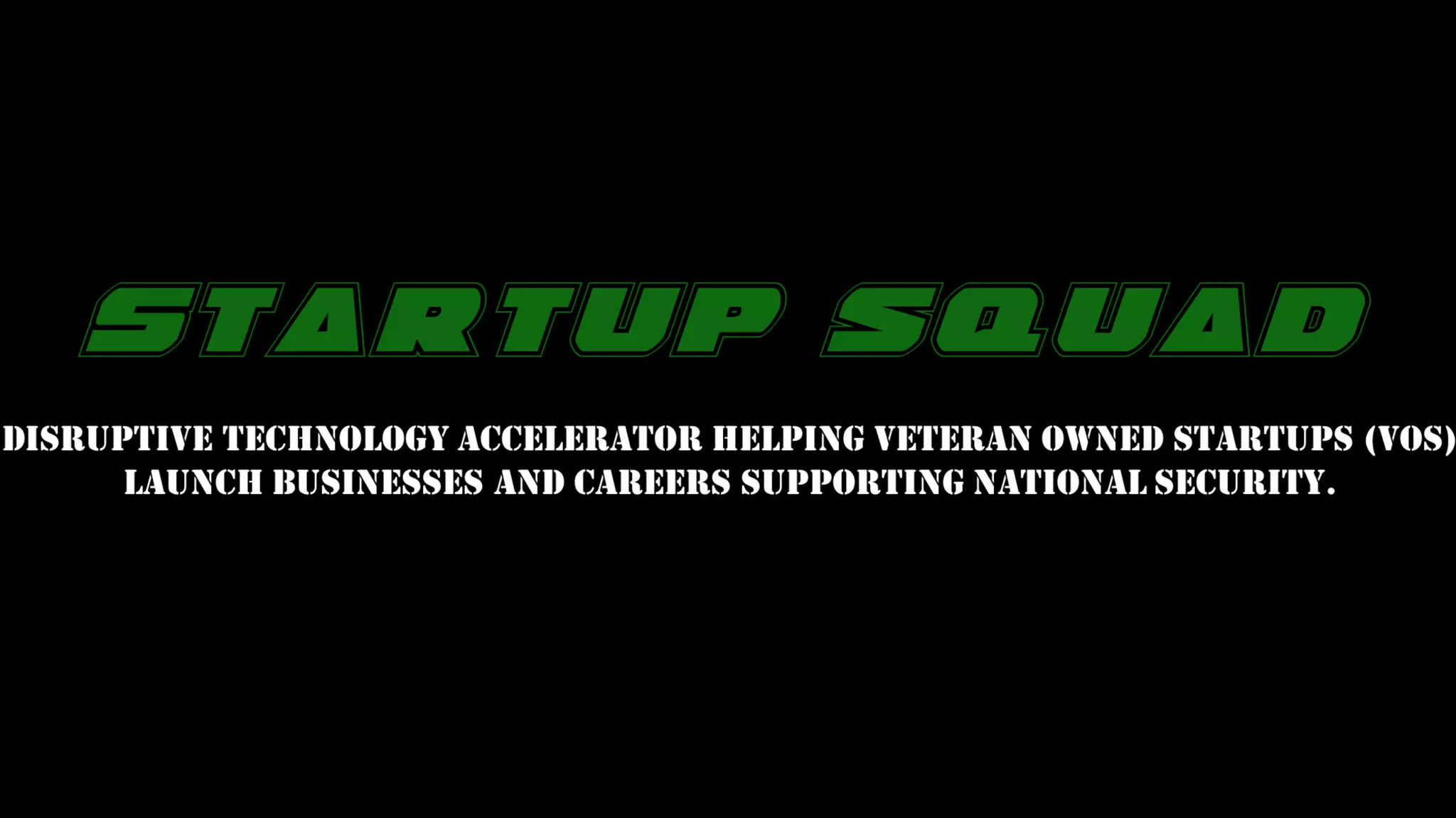 Cover slide of the Startup Squad pitch deck — Not stated