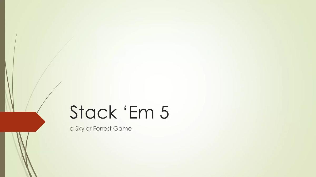 Cover slide of the Stack 'Em 5 pitch deck — 2015