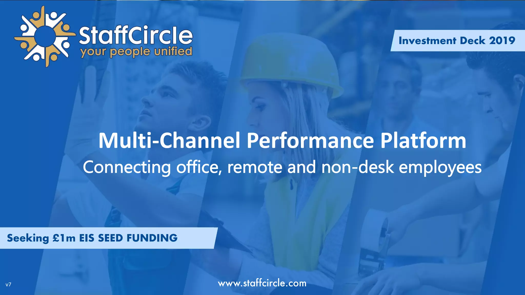 Cover slide of the StaffCircle pitch deck — Seed 2019