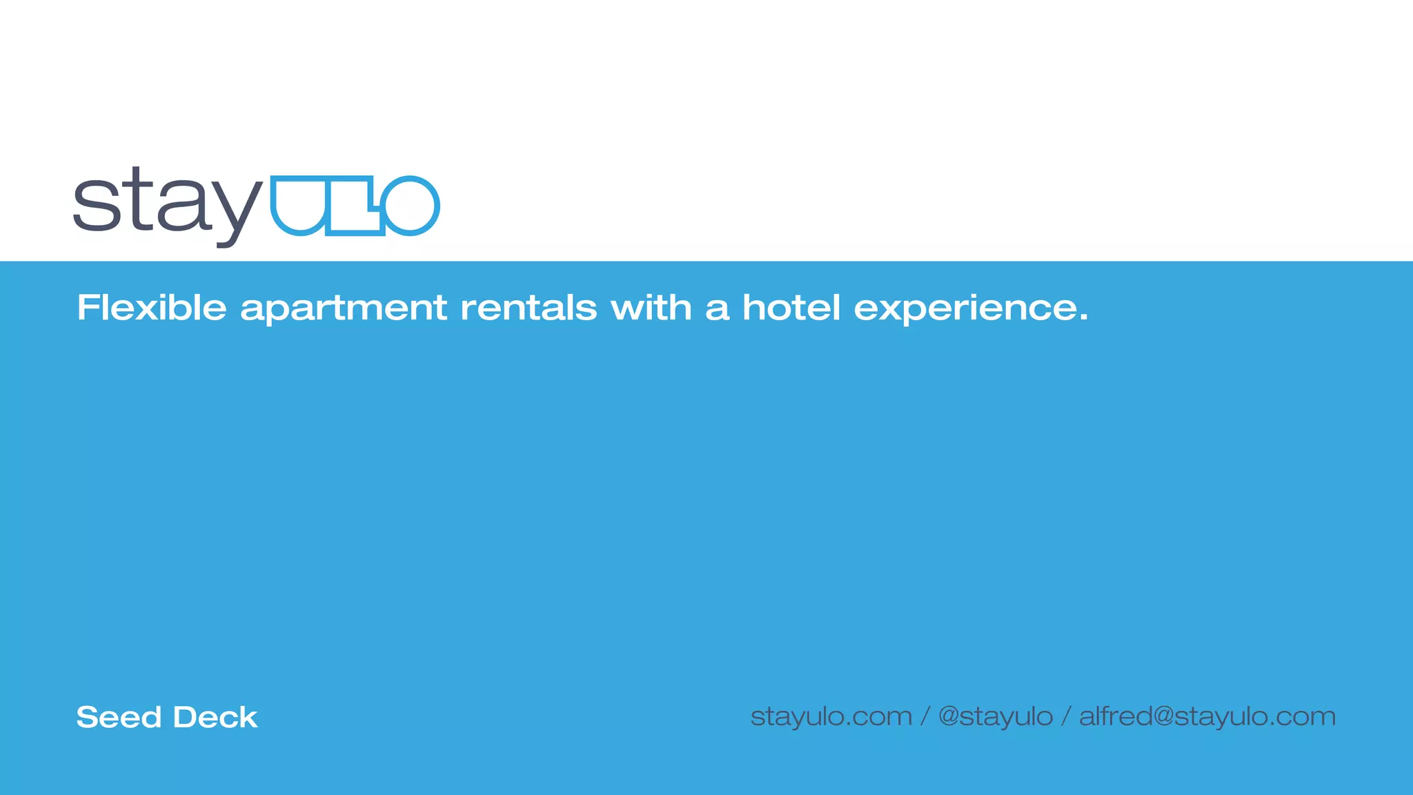 Cover slide of the Stay Ulo pitch deck — Seed