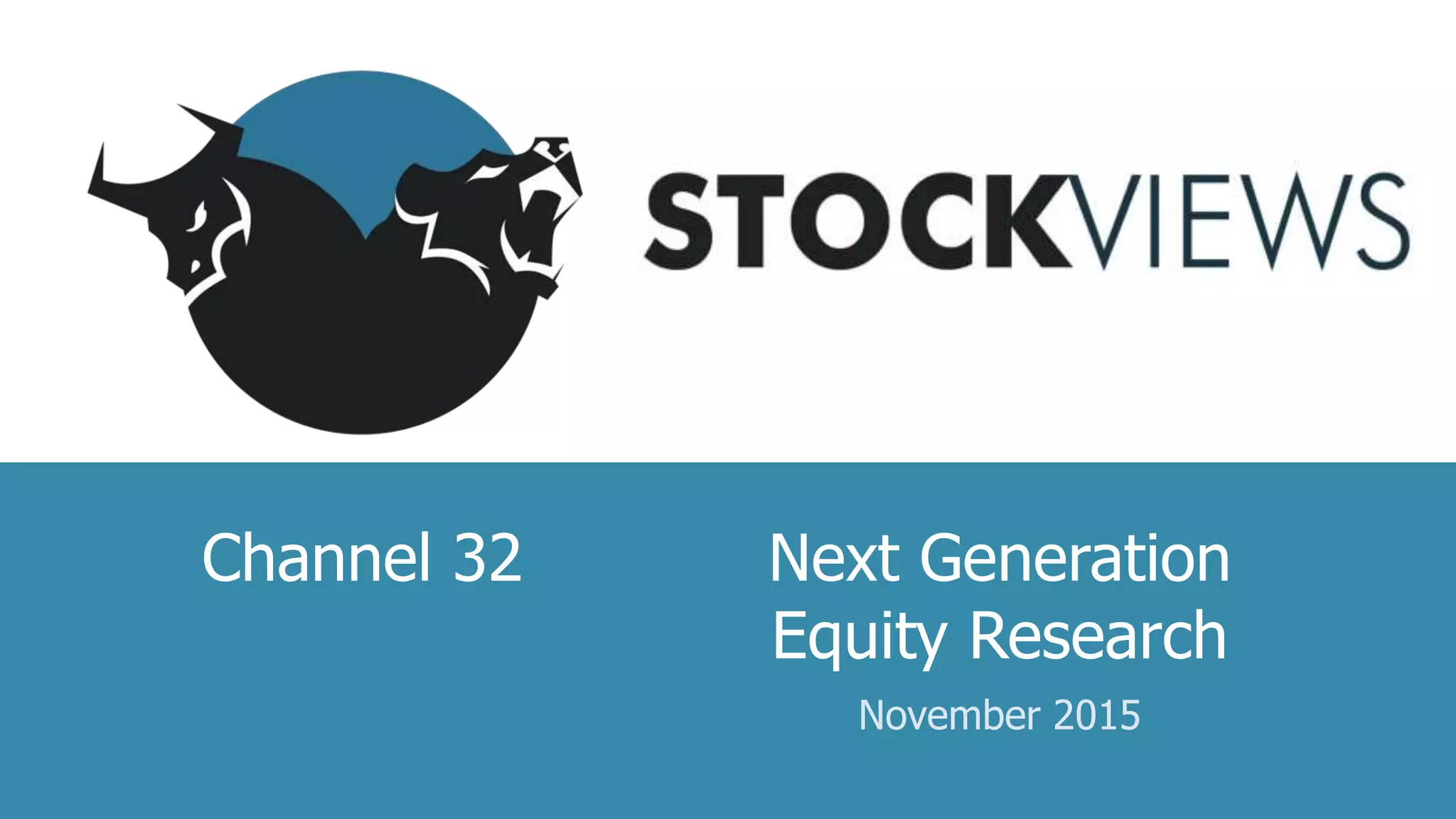 Cover slide of the StockViews pitch deck — Early Stage (Demo Day) 2015