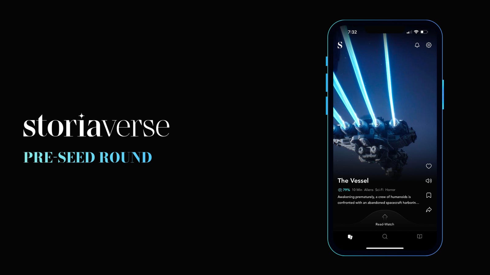 Cover slide of the Storiaverse pitch deck — Pre-seed 2023