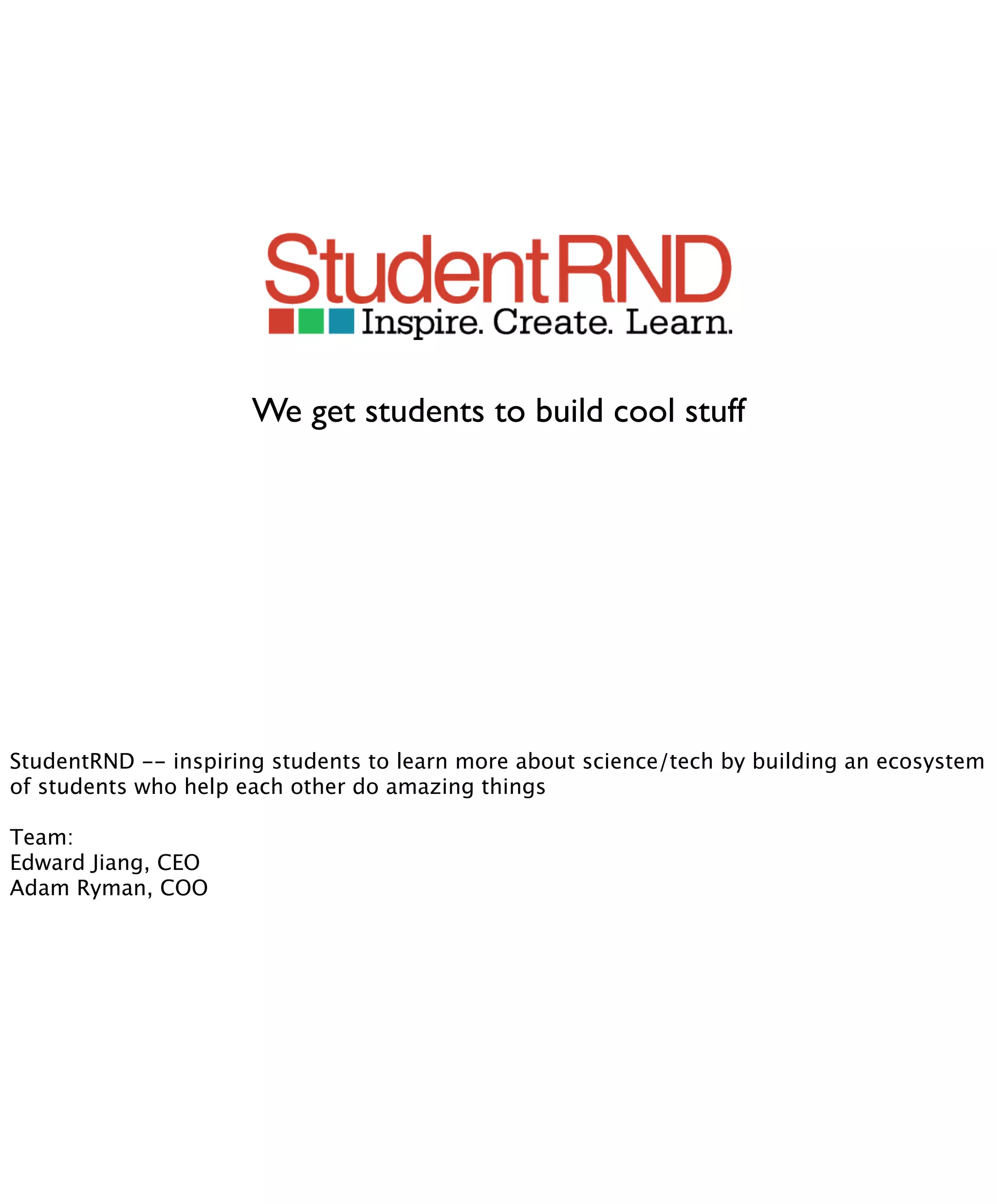 Cover slide of the StudentRND Pitch Deck Teardown pitch deck