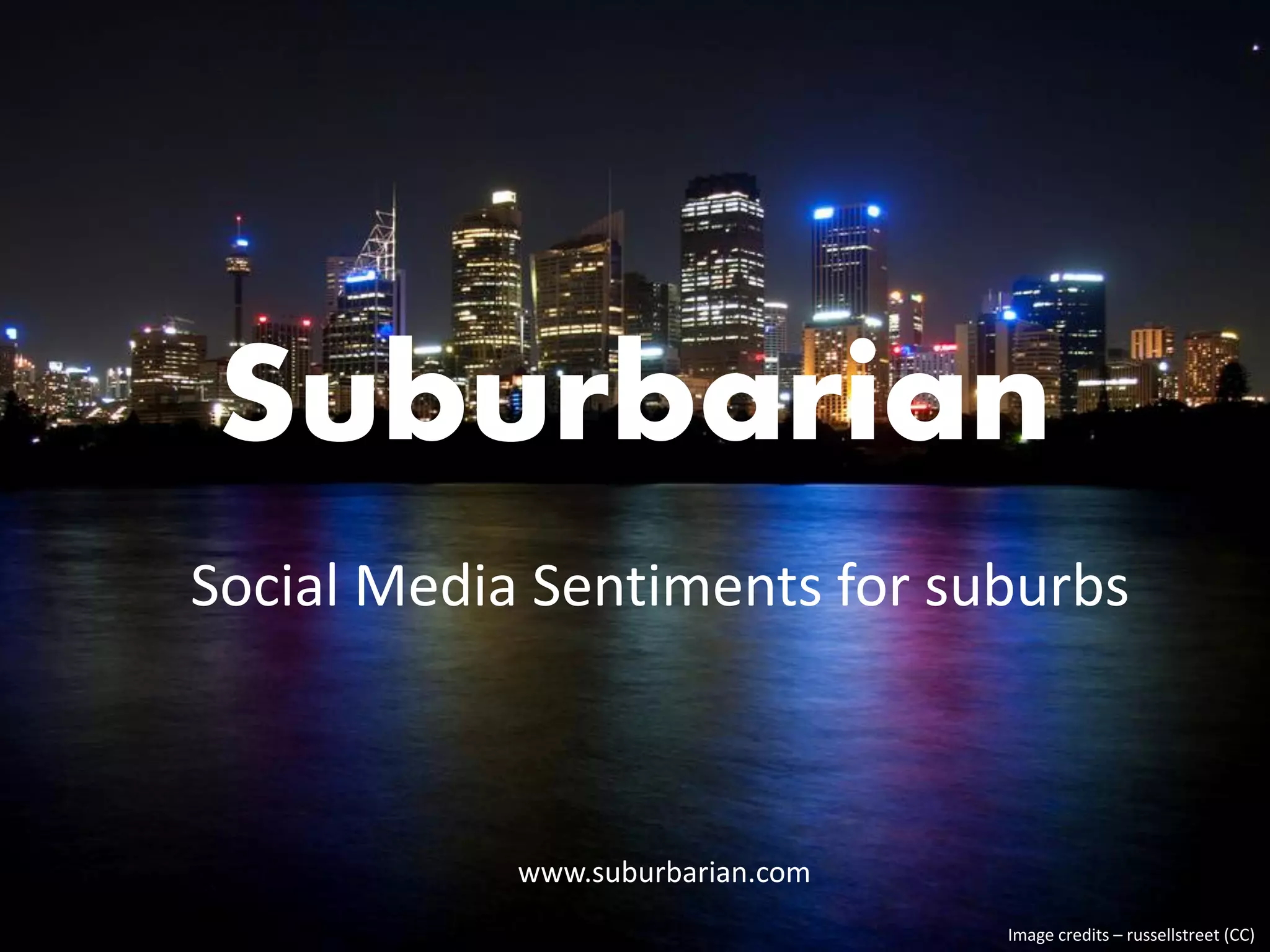 Cover slide of the Suburbarian pitch deck — 2014