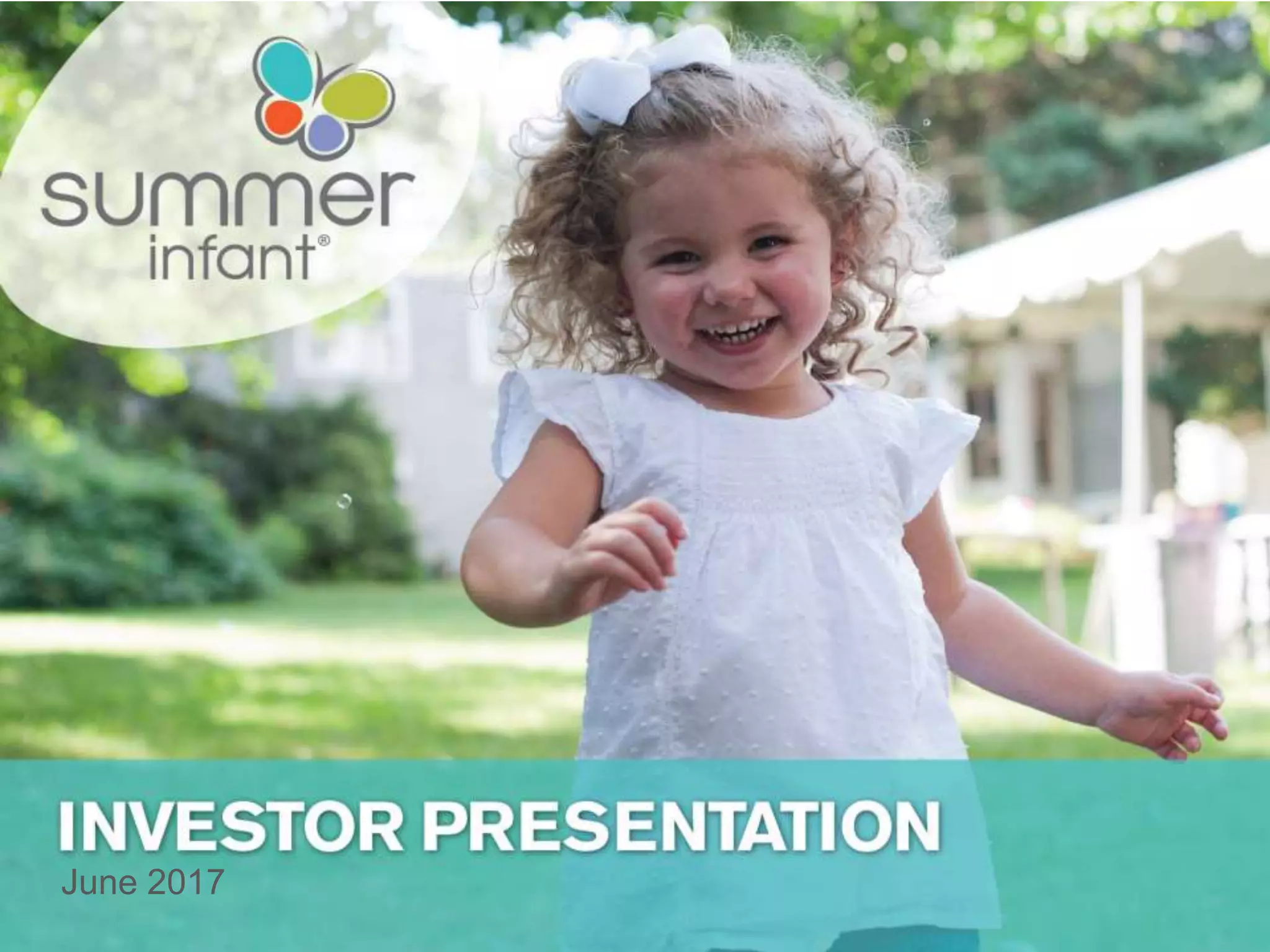 Cover slide of the Summer Infant (Sumr) pitch deck — Public (Investor Update) 2017
