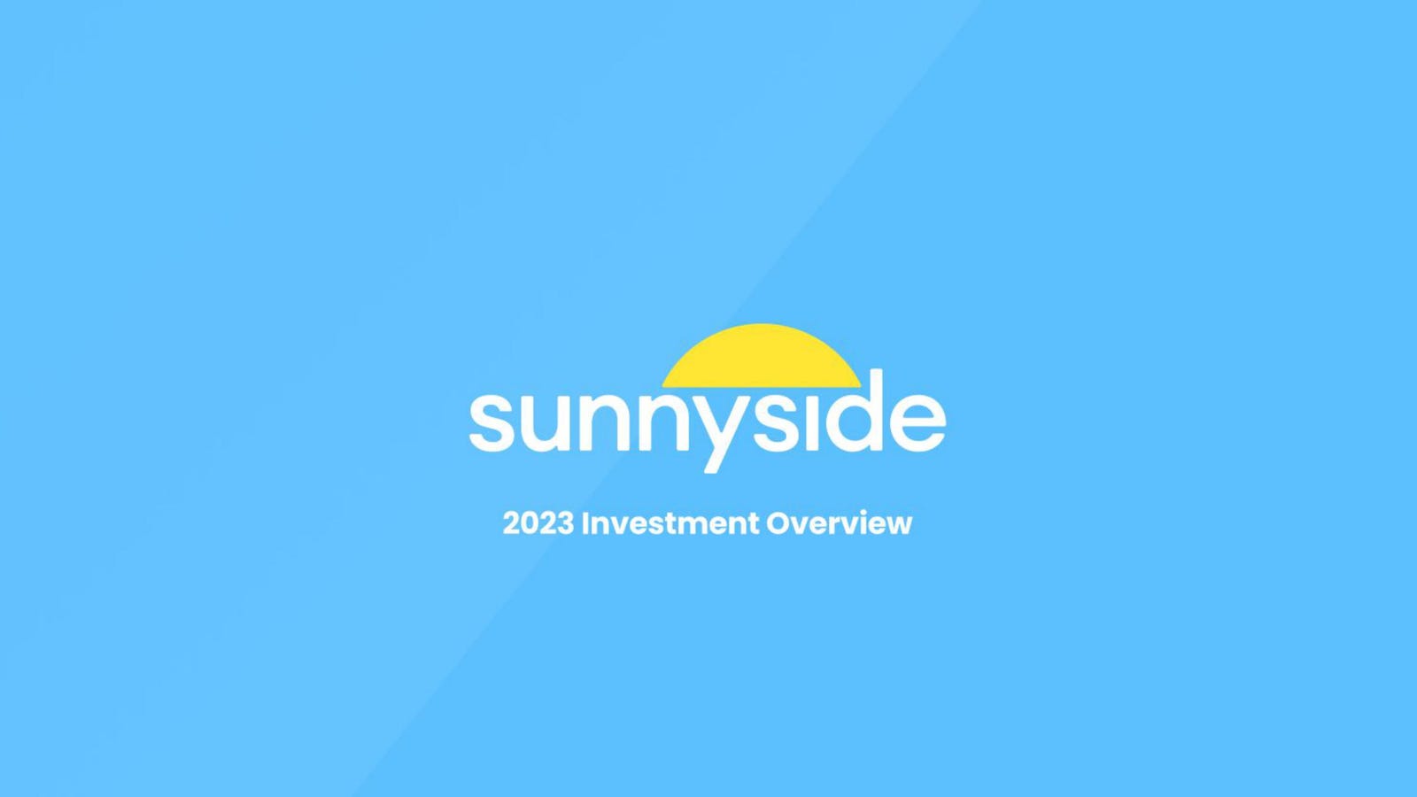 Cover slide of the Sunnyside pitch deck — Series A 2024
