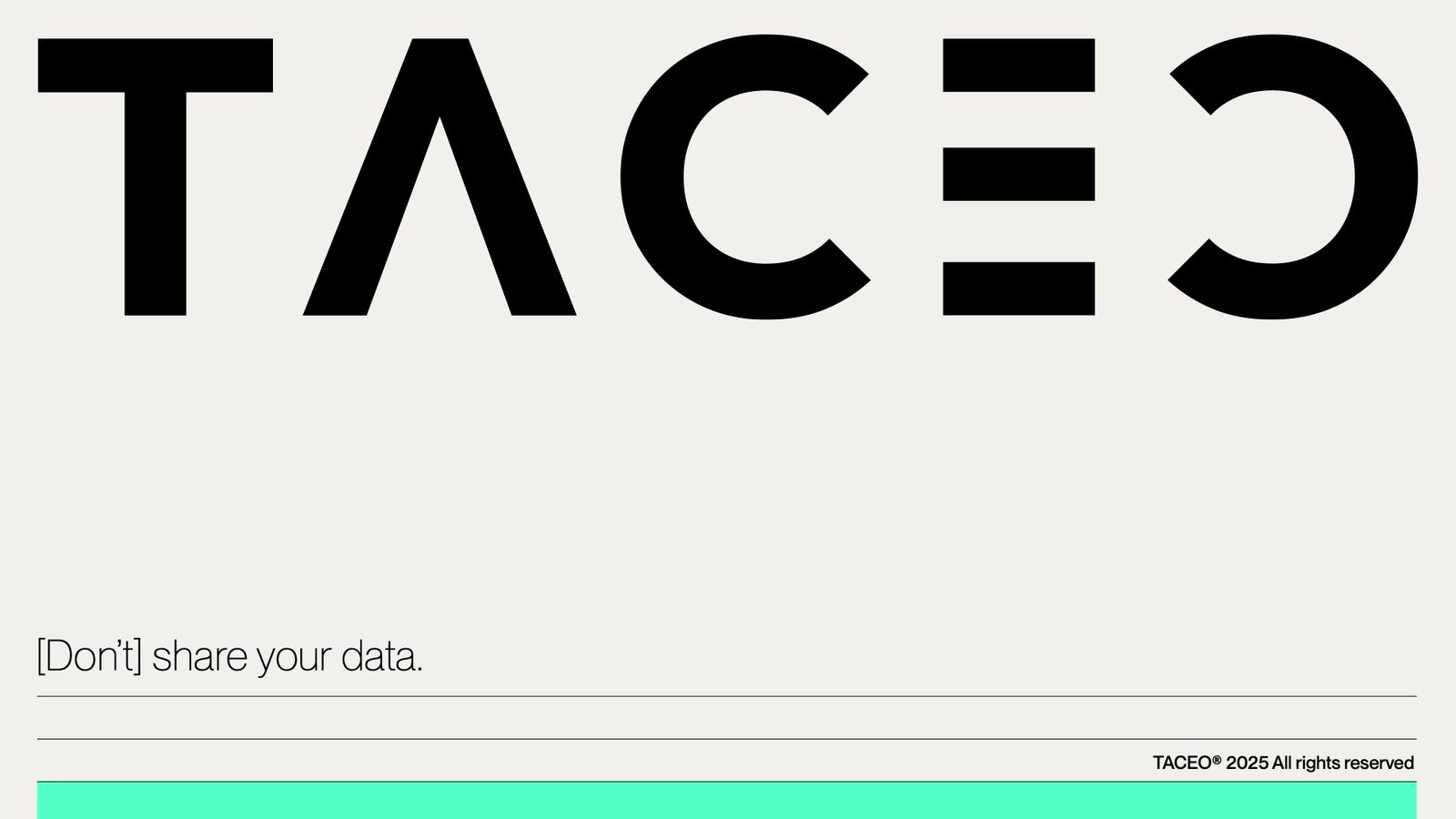 Cover slide of the Taceo pitch deck — Seed 2024