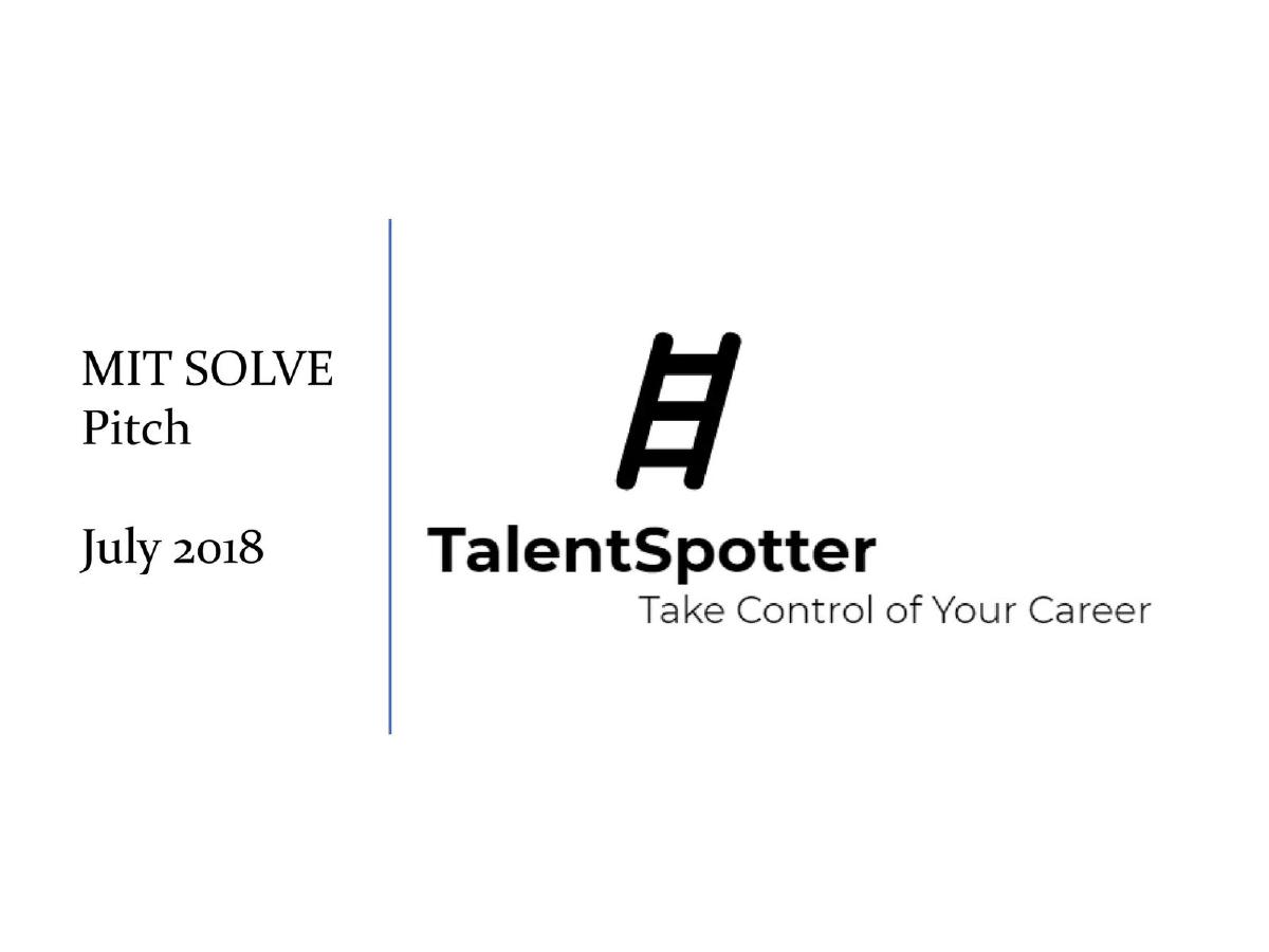 Cover slide of the TalentSpotter pitch deck