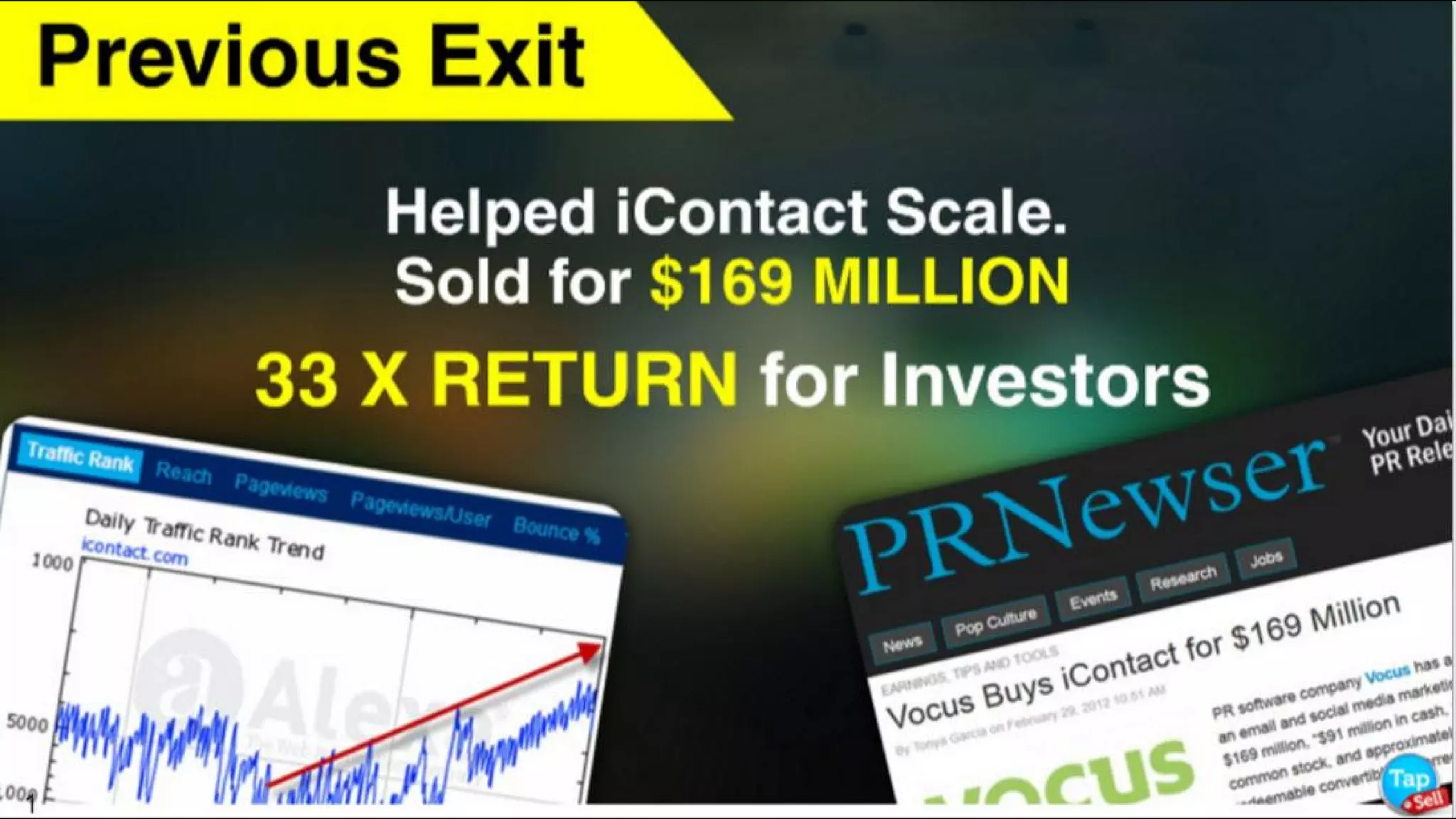 Cover slide of the TapNSell pitch deck