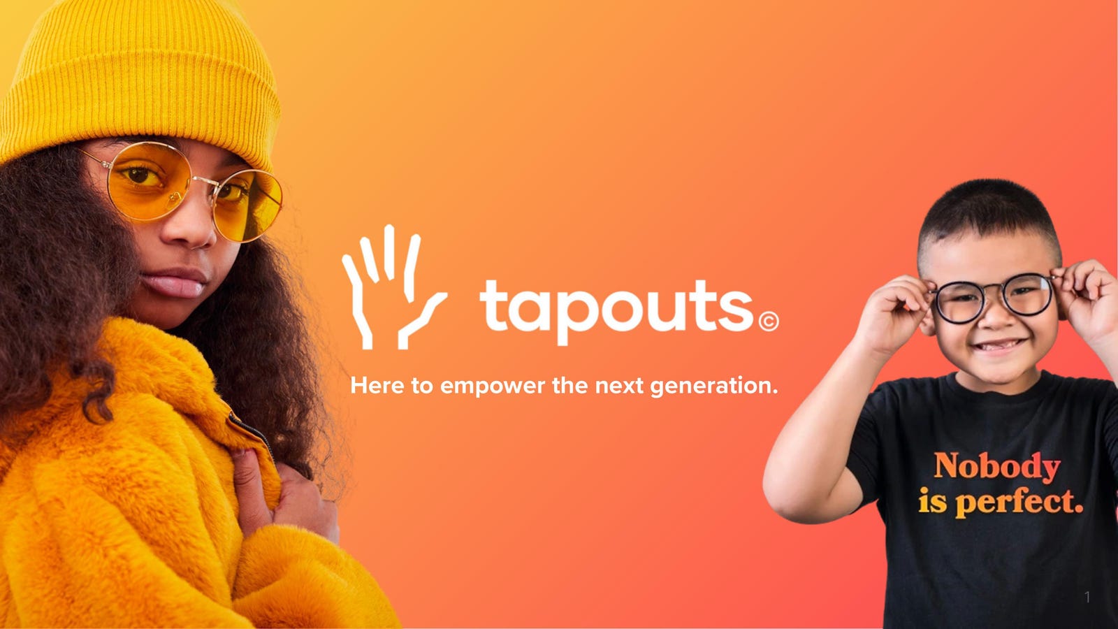 Cover slide of the Tapouts pitch deck — Seed 2023