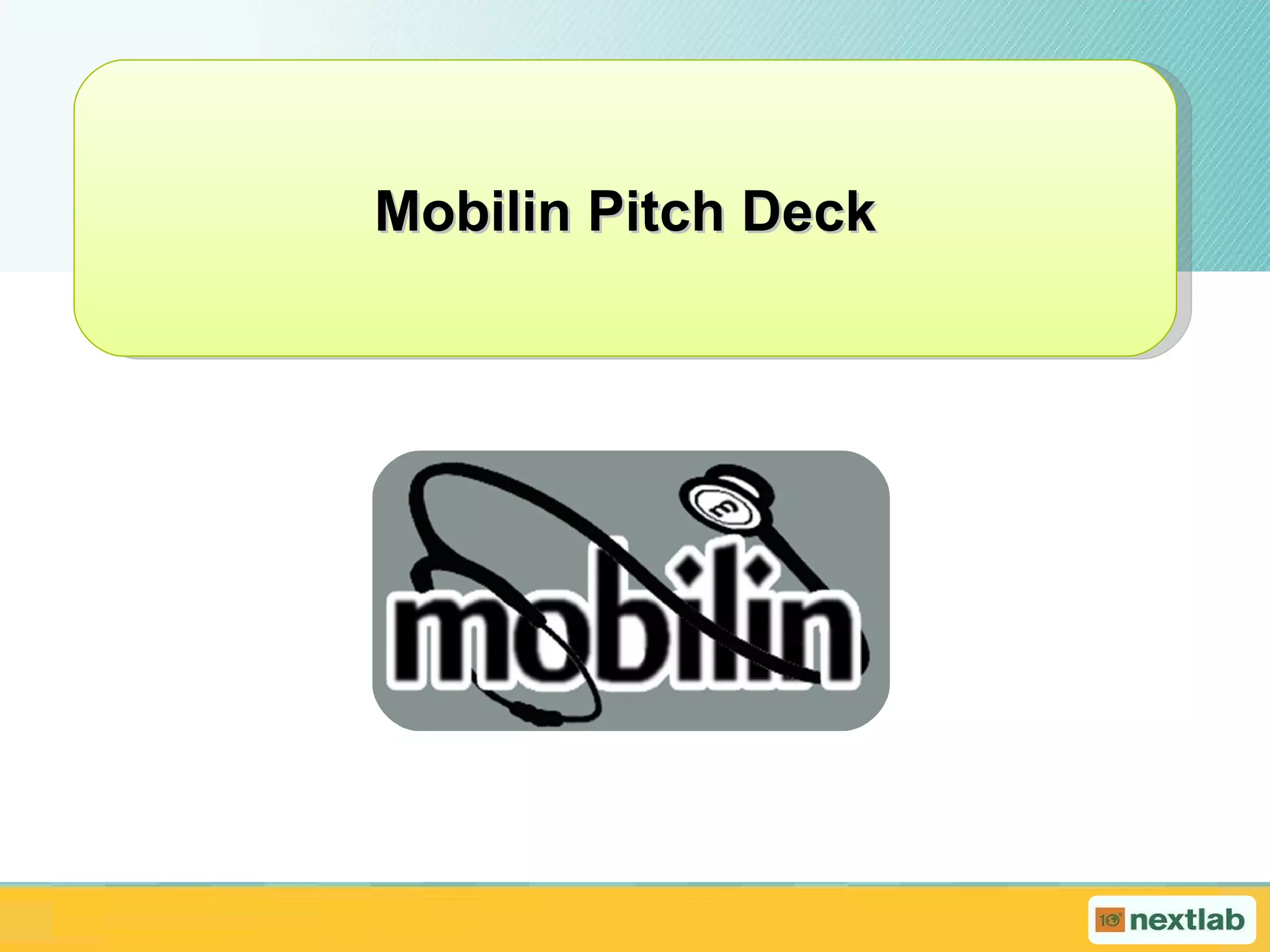 Cover slide of the Team1 Mobilin pitch deck — Pre-Seed / Concept 2008