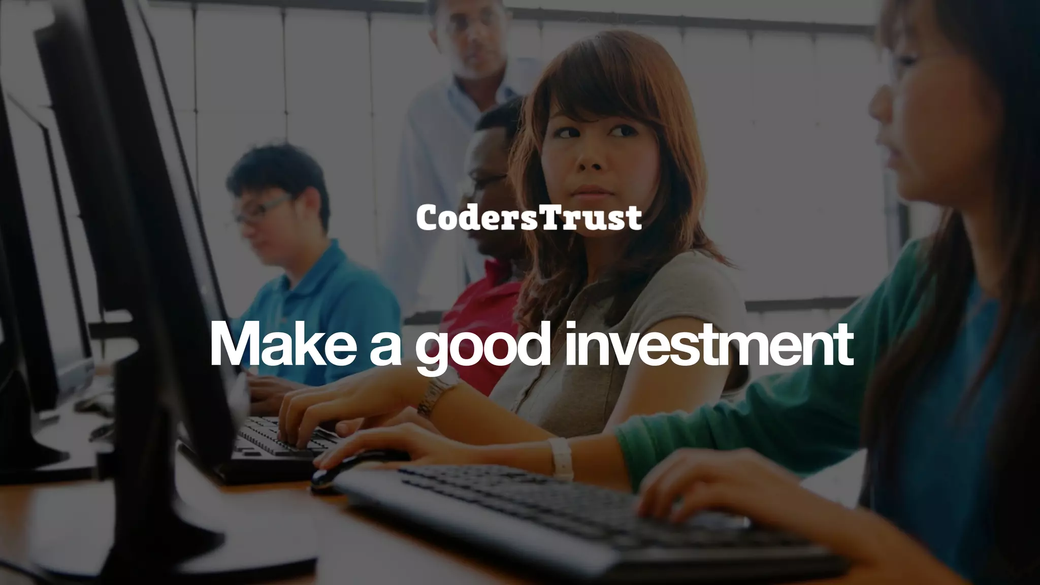 Cover slide of the CodersTrust pitch deck — Unknown (Teaser)