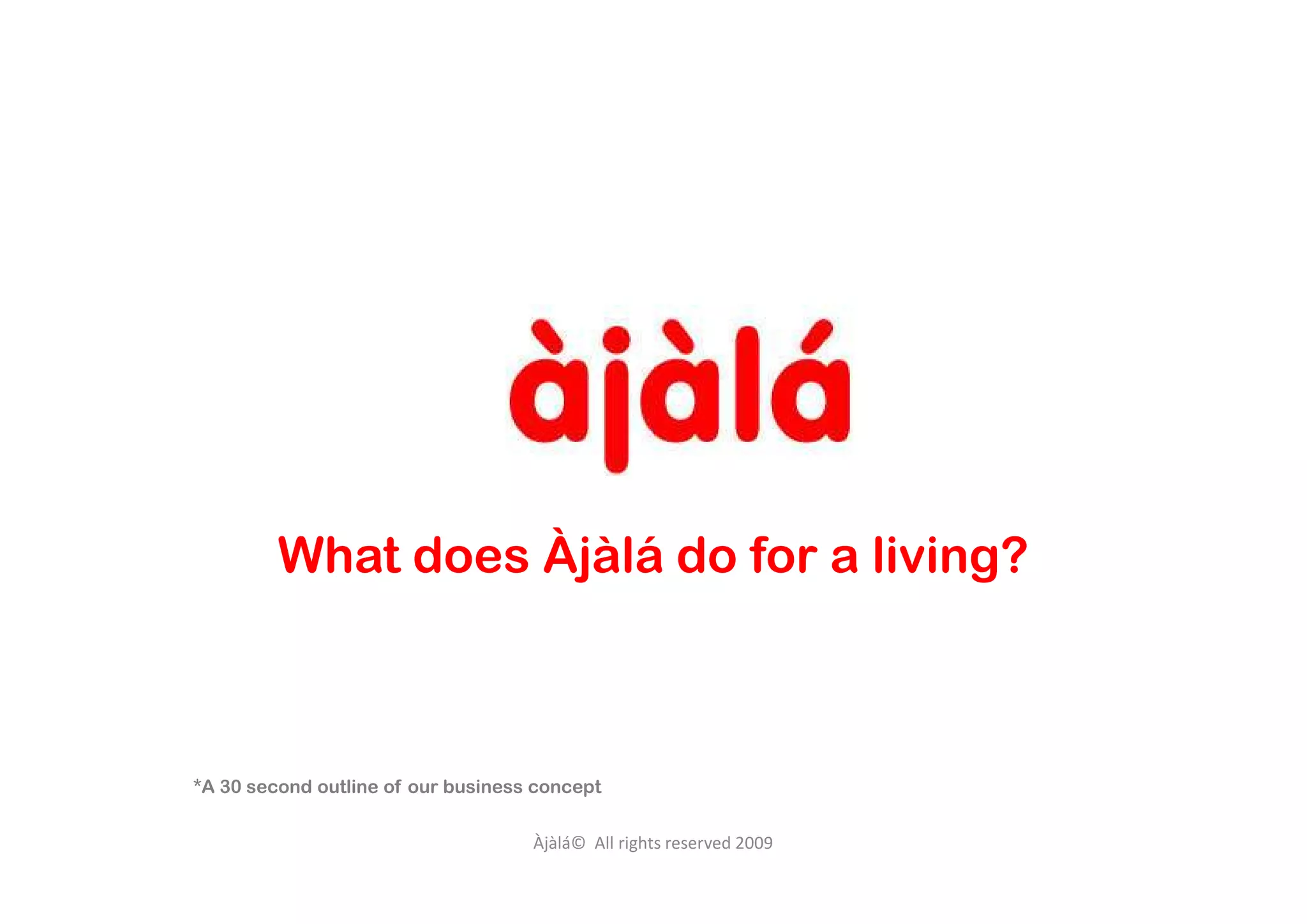 Cover slide of the The Ajala Travel Pitch Deck Teardown pitch deck