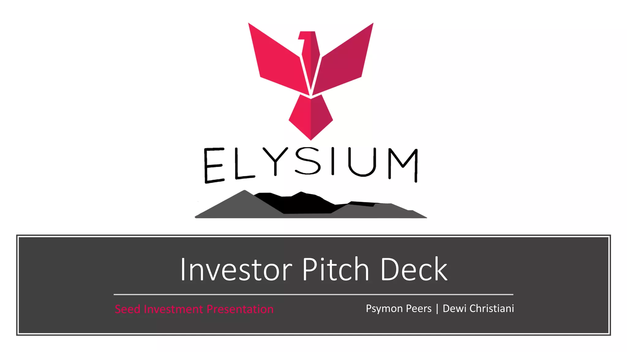 Cover slide of the The Elysium Project Indonesia pitch deck — Seed