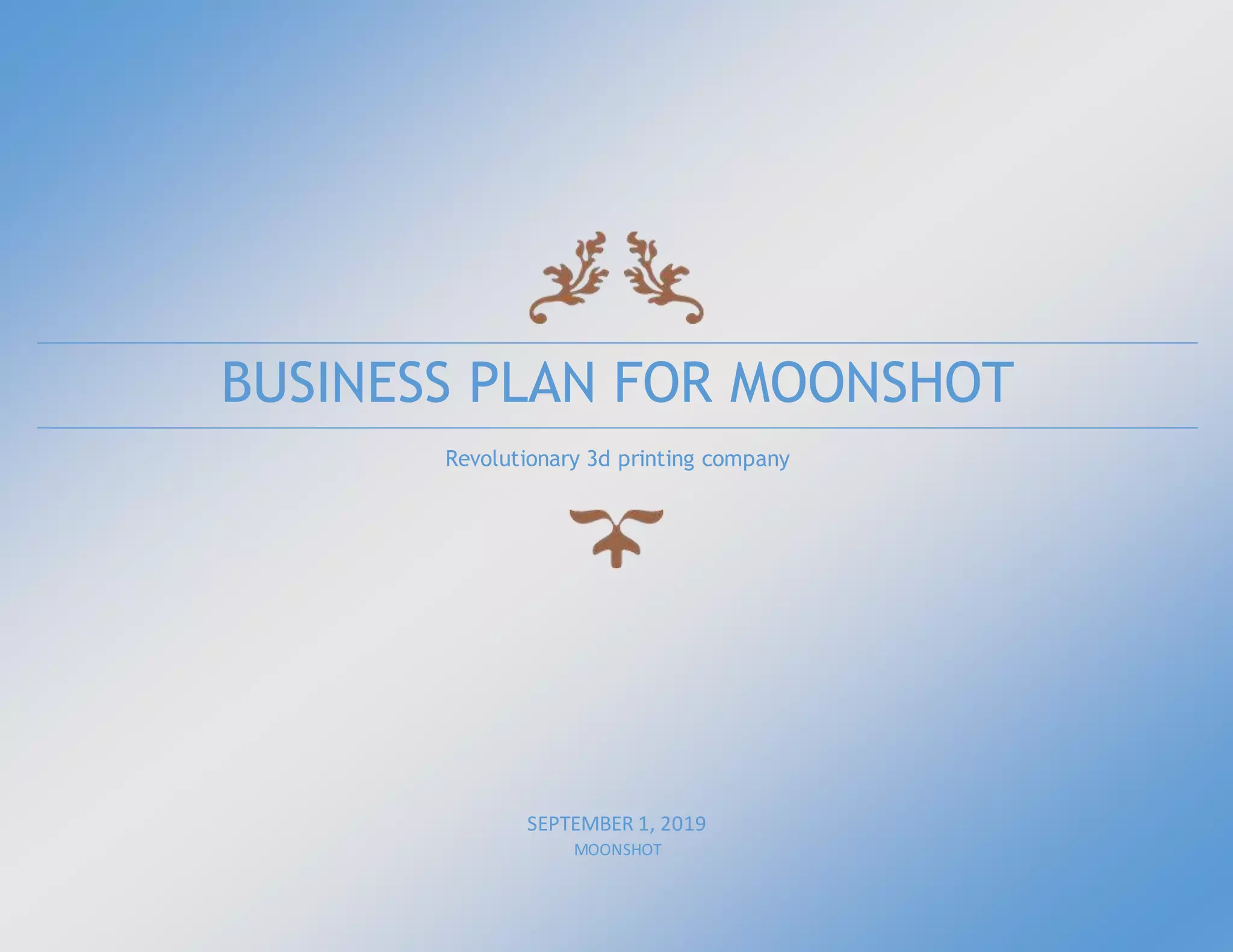 Cover slide of the The Moon Shot Project pitch deck — Seed / Pre-seed 2019