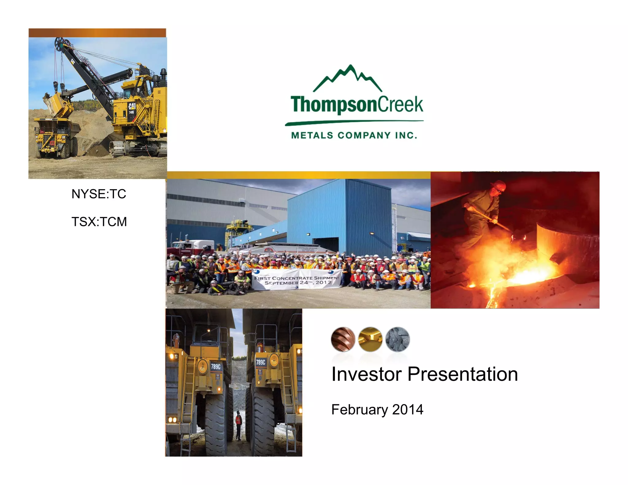 Cover slide of the Thompson Creek Metals Company Inc. pitch deck — 2014