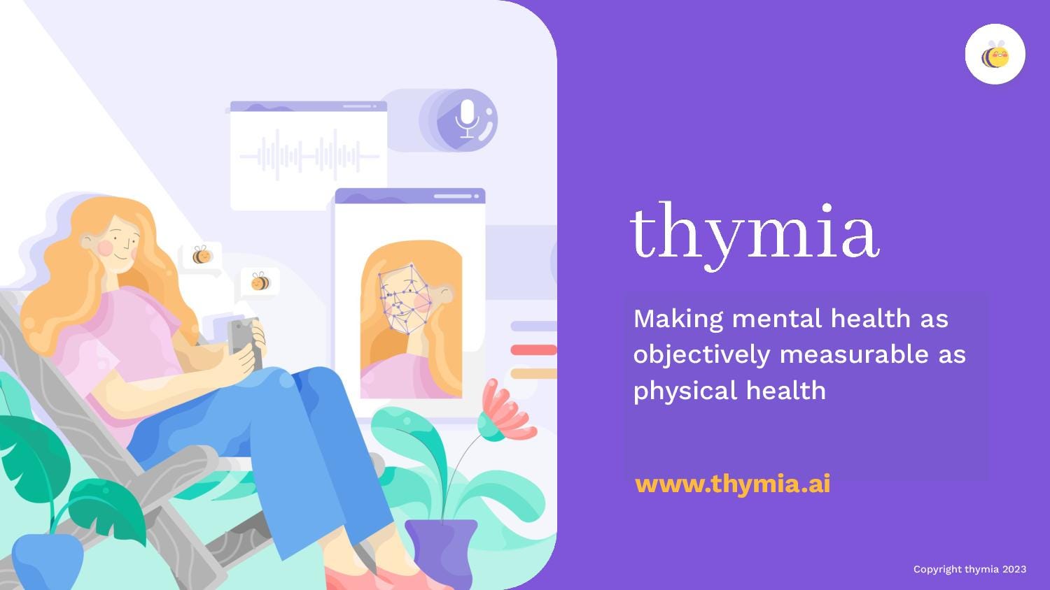 Cover slide of the Thymia pitch deck — Seed 2024