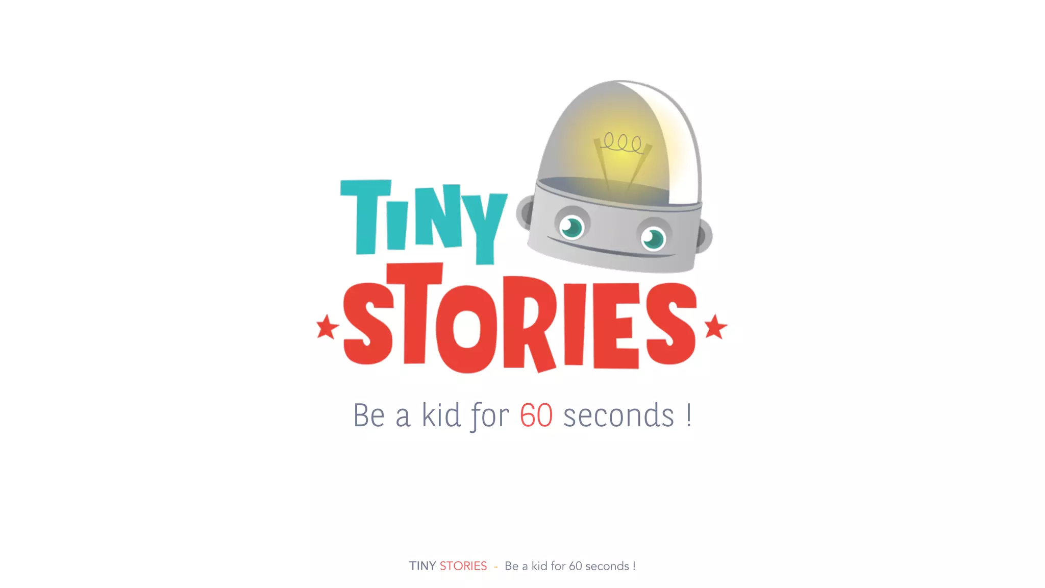 Cover slide of the Tiny Stories pitch deck