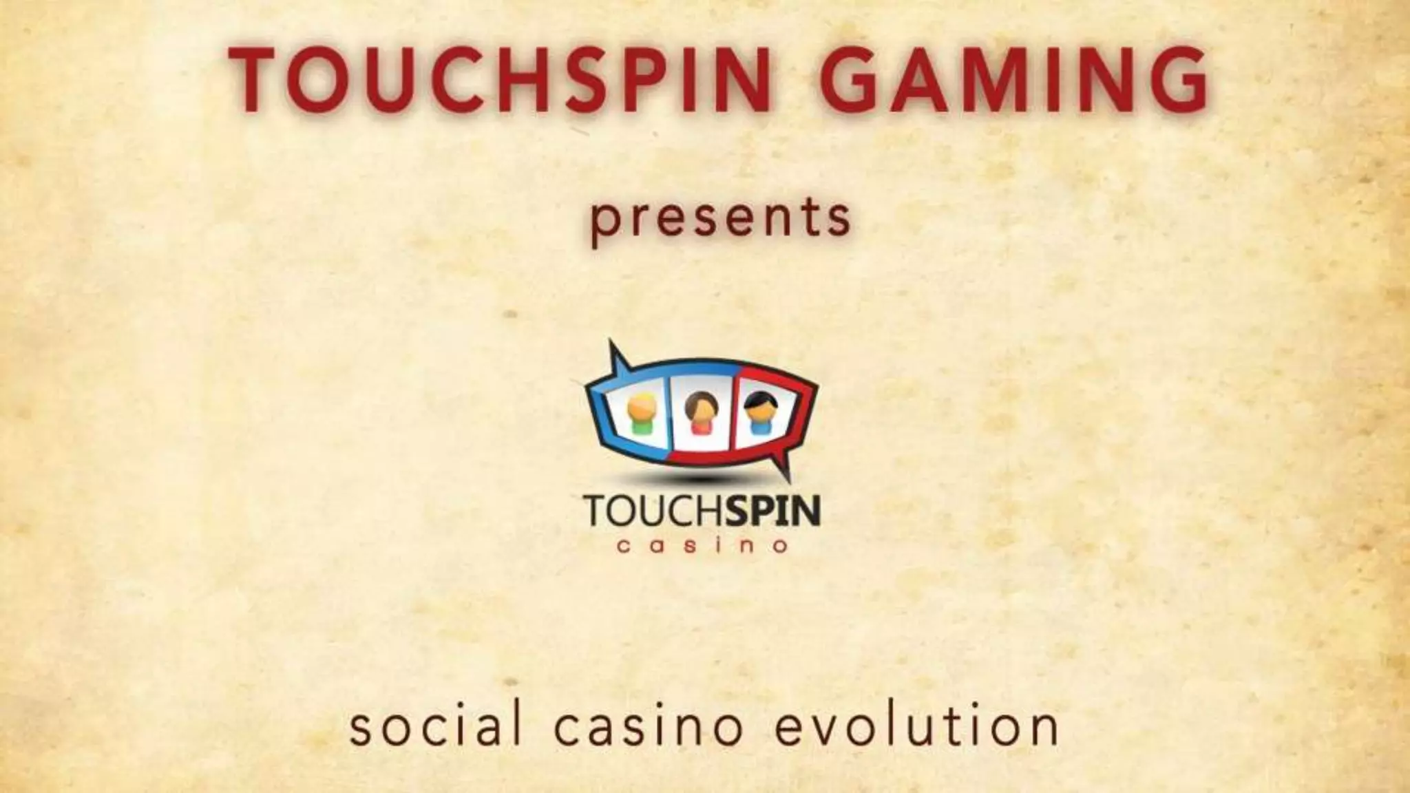 Cover slide of the TouchSpin Gaming pitch deck