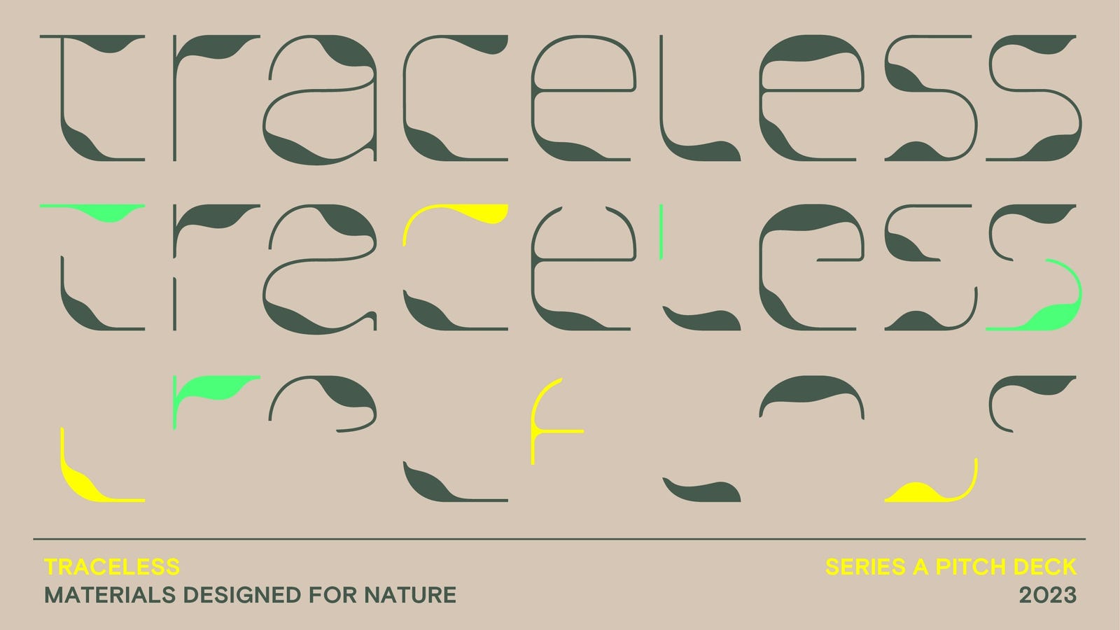 Cover slide of the Traceless pitch deck — Series A 2024