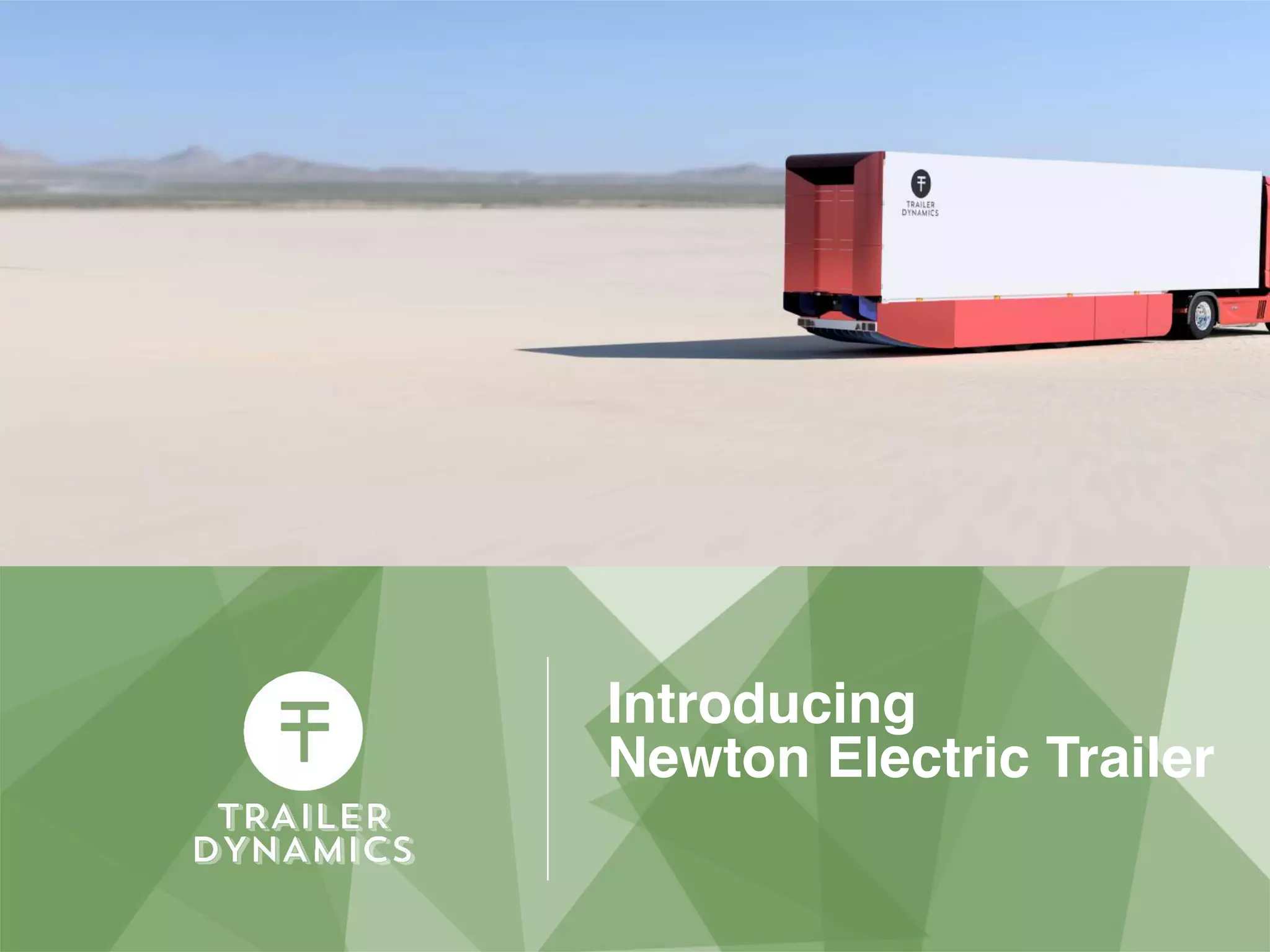Cover slide of the Trailer Dynamics pitch deck — 2019