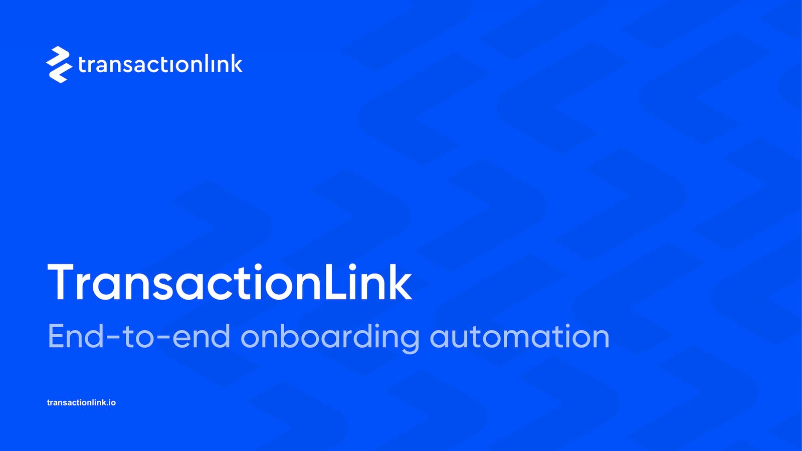Cover slide of the TransactionLink pitch deck — Seed 2024