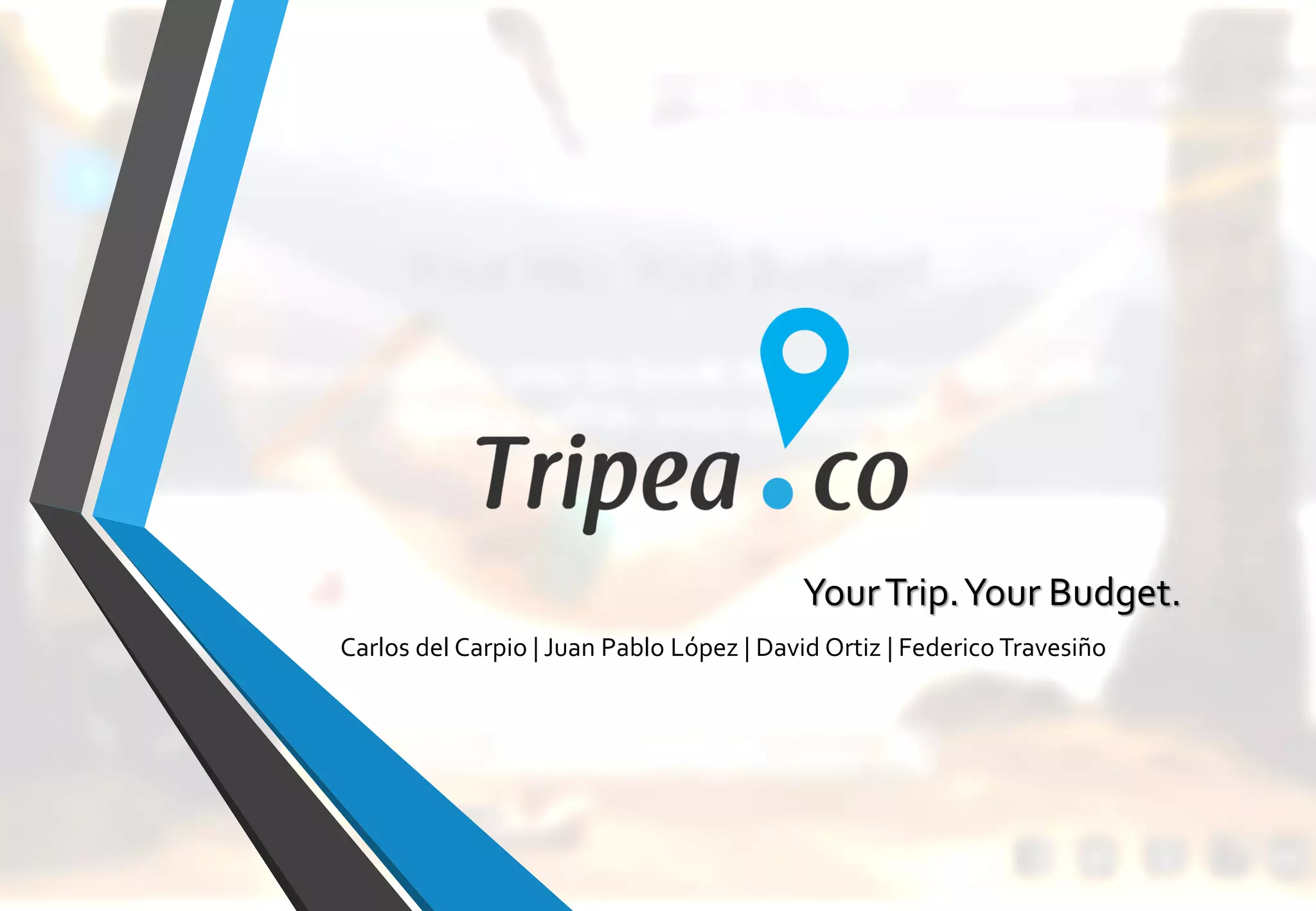 Cover slide of the Tripea pitch deck — 2010