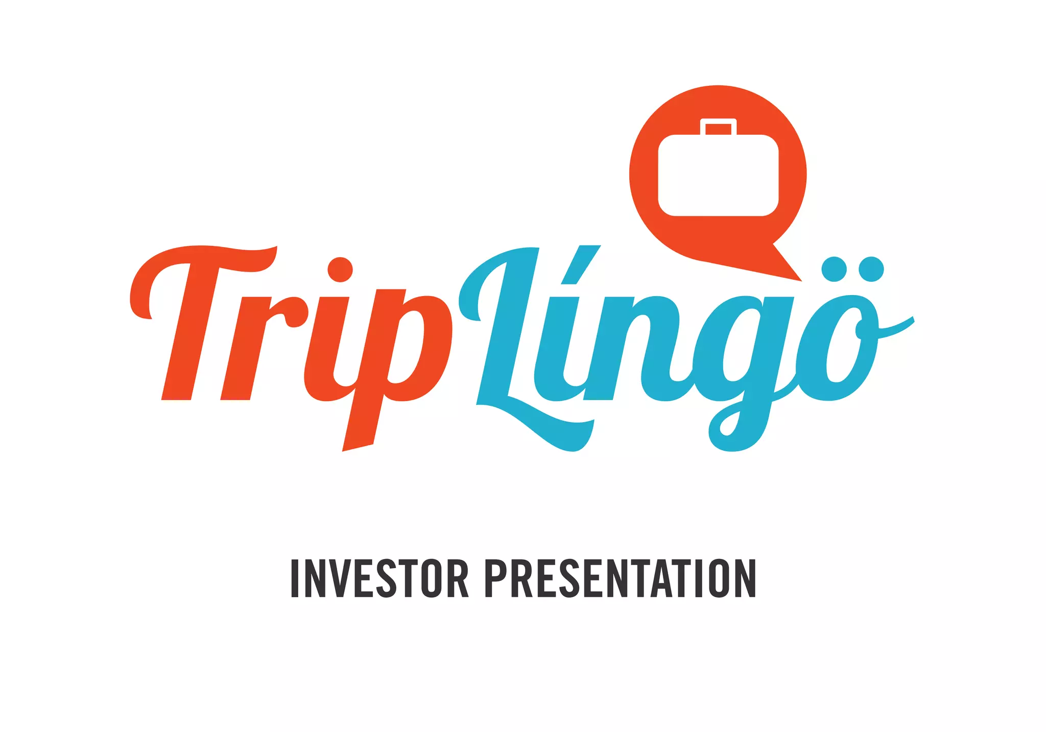 Cover slide of the TripLingo pitch deck — 2011